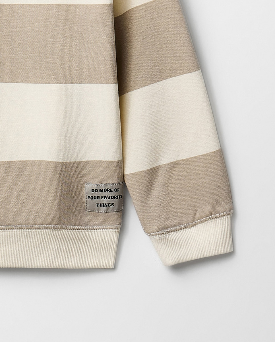 Sweatshirt às Riscas com Etiqueta Sfera 850 Pedra-3