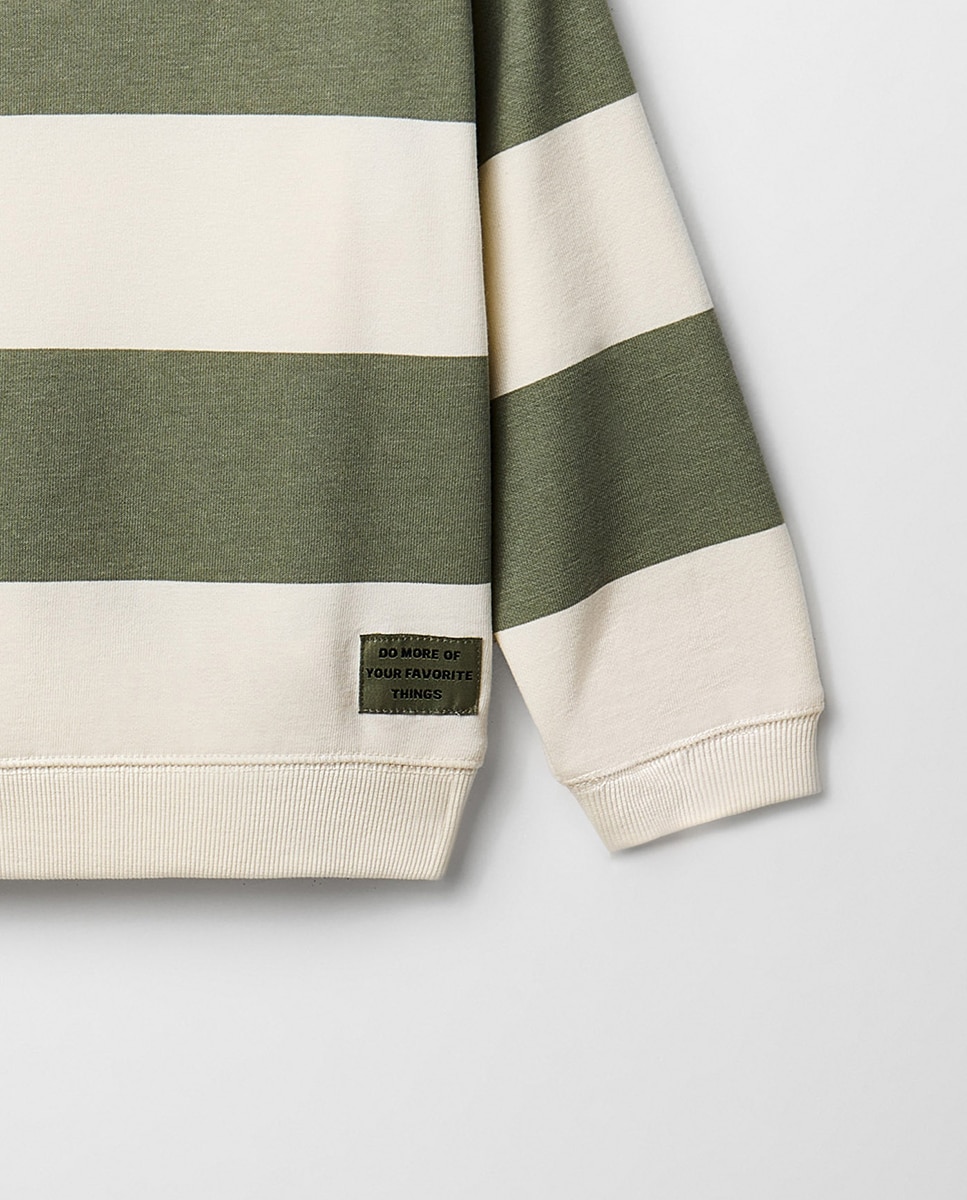 Sweatshirt às Riscas com Etiqueta Sfera 520 Caqui-3