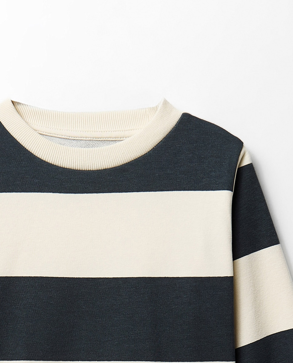 Sweatshirt às Riscas com Etiqueta Sfera 830 Antracite-2