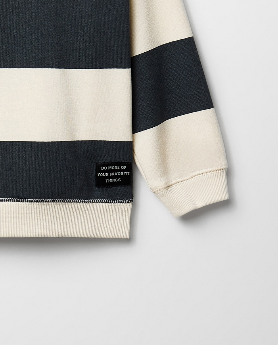 Sweatshirt às Riscas com Etiqueta Sfera 830 Antracite-3