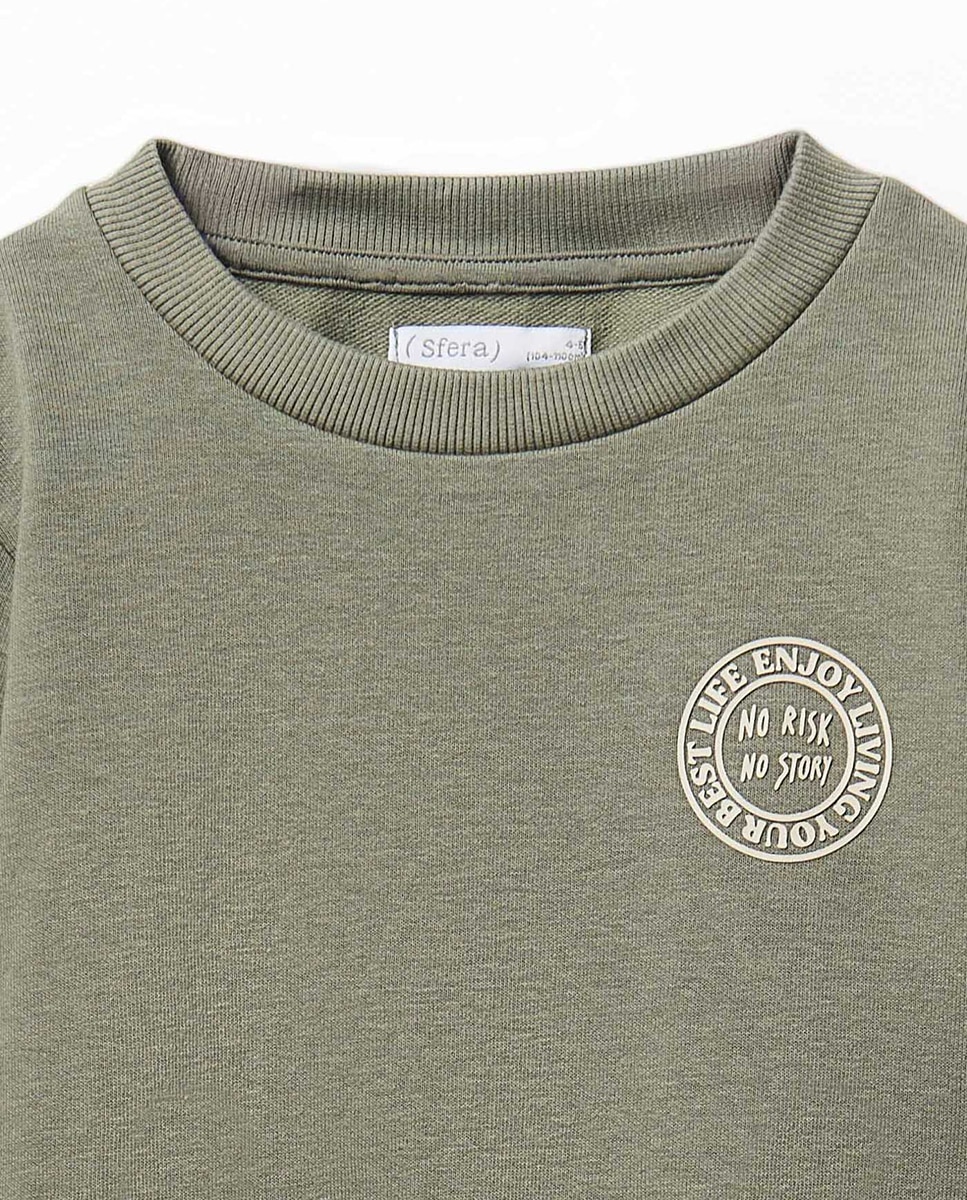 Sweatshirt Básica Lisa Sfera 520 Caqui-2