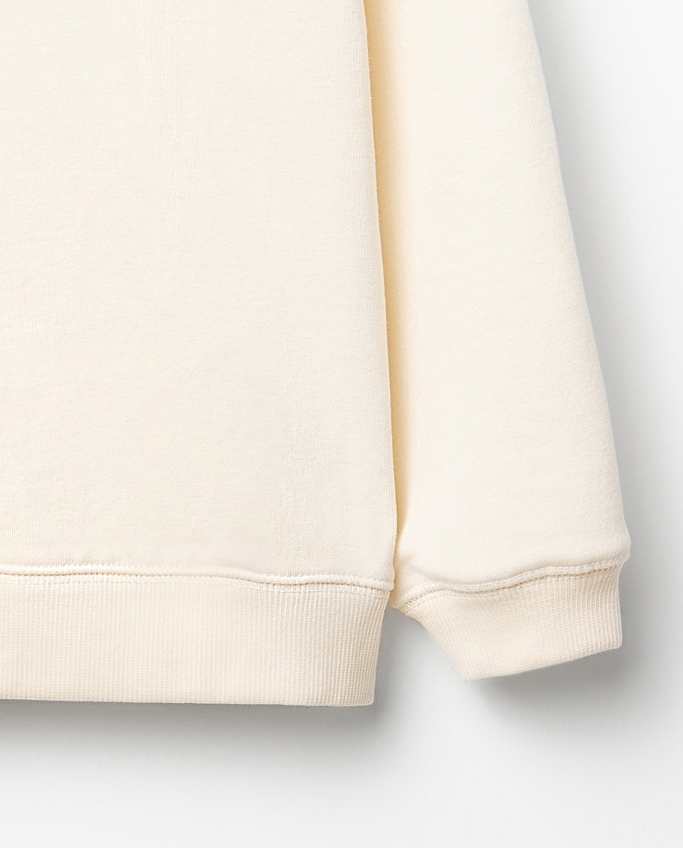 Sweatshirt Básica Lisa Sfera Branco-marfim-3