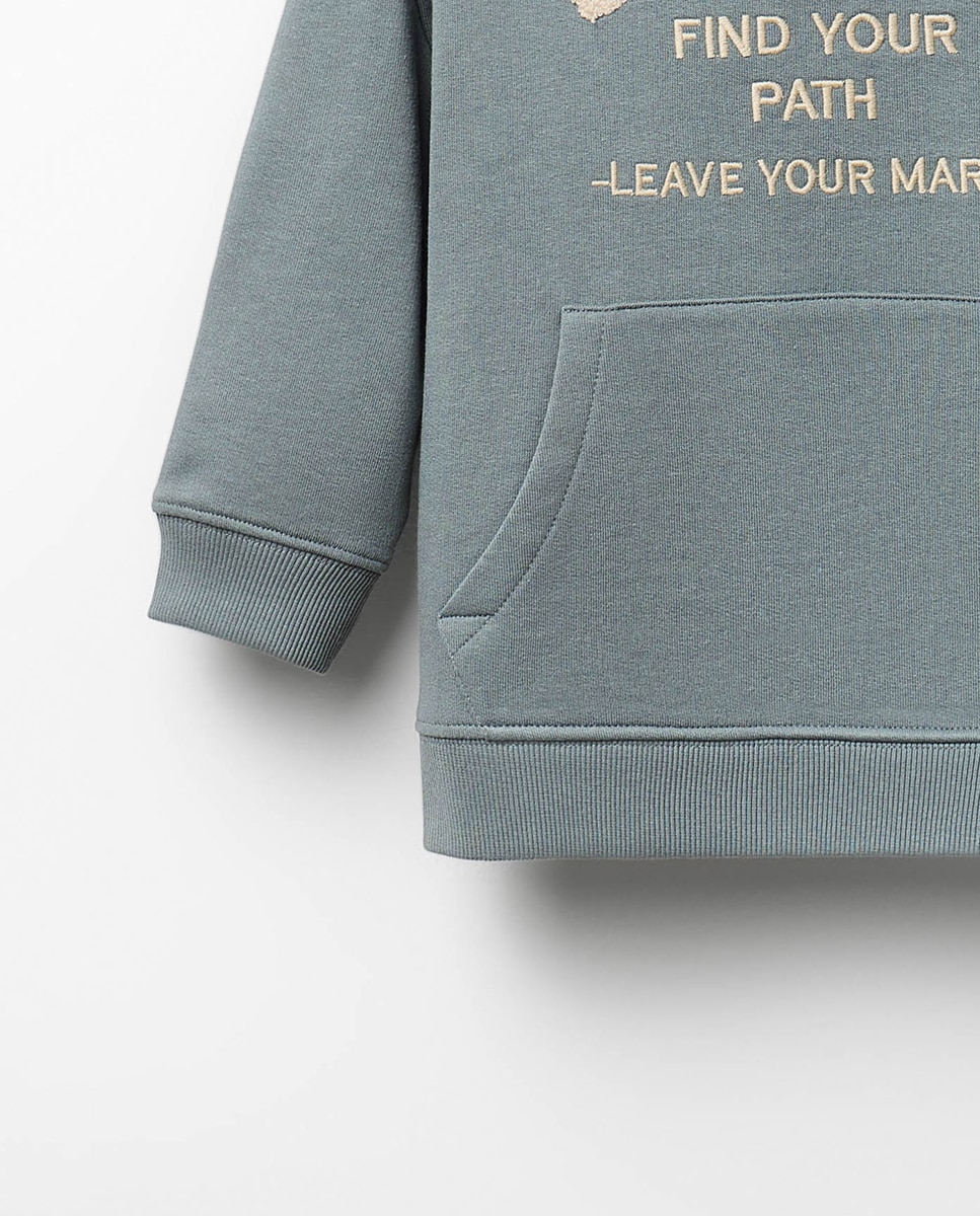 Sweatshirt com Capuz de Toalha 530 Verde Escuro-3