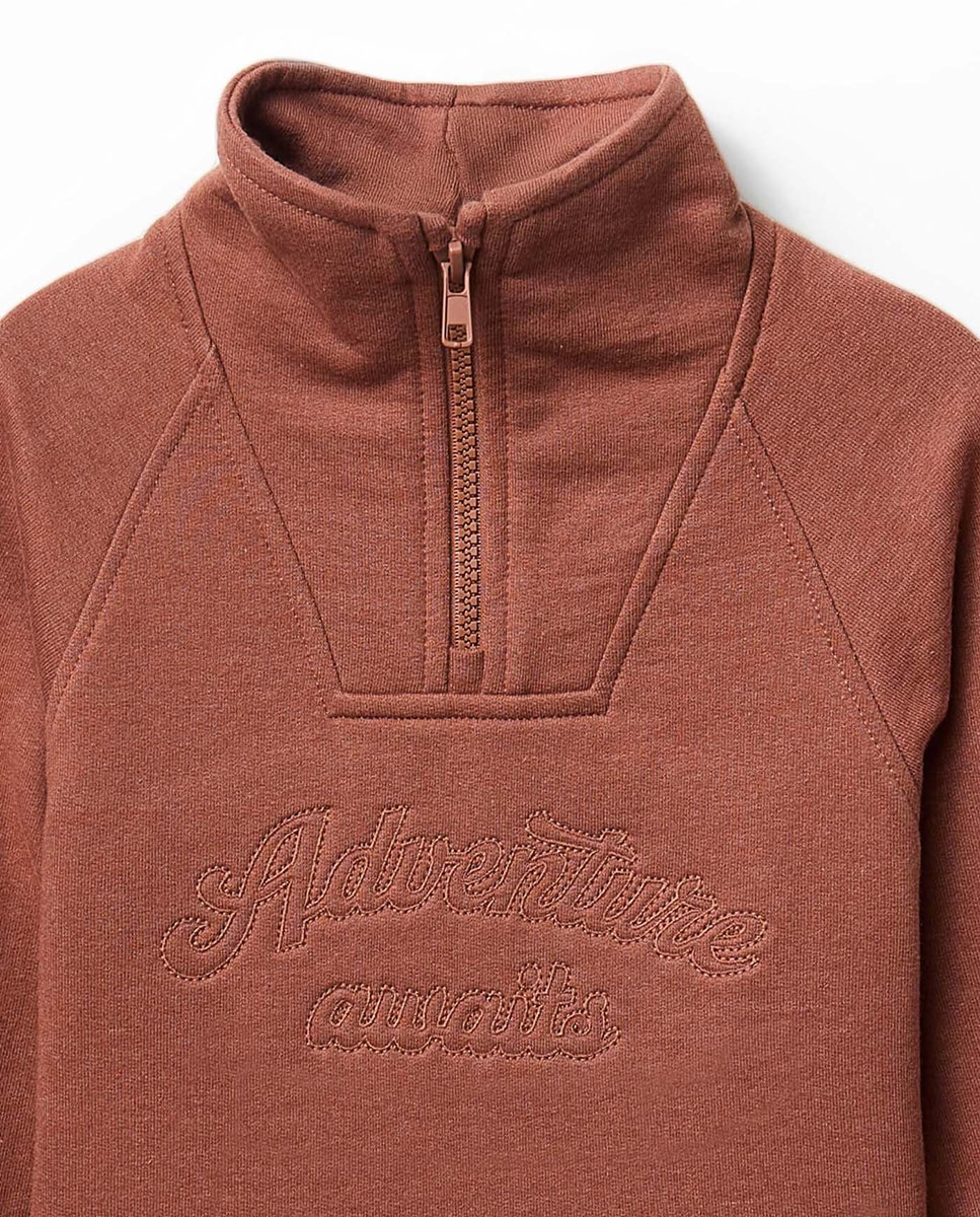 Sweatshirt com fecho de correr Laranja-queimado-2