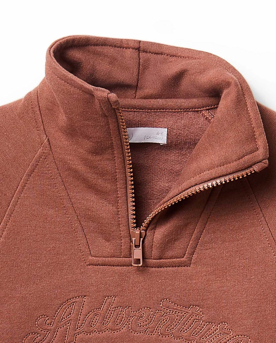 Sweatshirt com fecho de correr Laranja-queimado-3