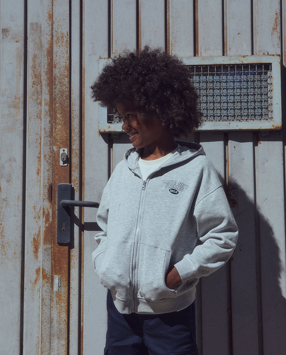 Imagen 1 de Sudadera abierta con capucha Gris claro