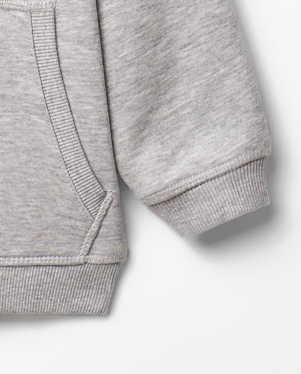 Sweatshirt Aberta com Capuz Cinzento-claro-2
