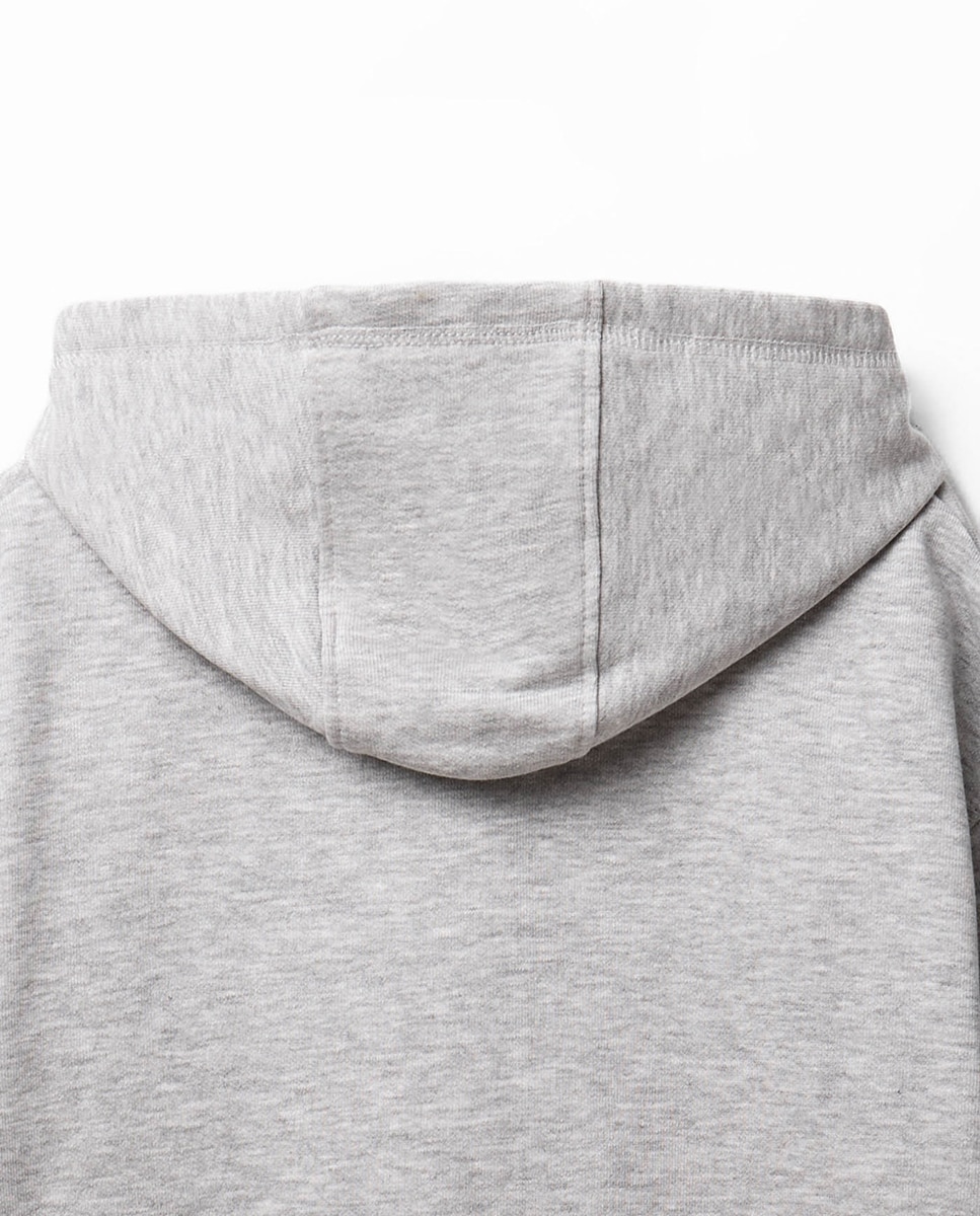 Sweatshirt Aberta com Capuz Cinzento-claro-4