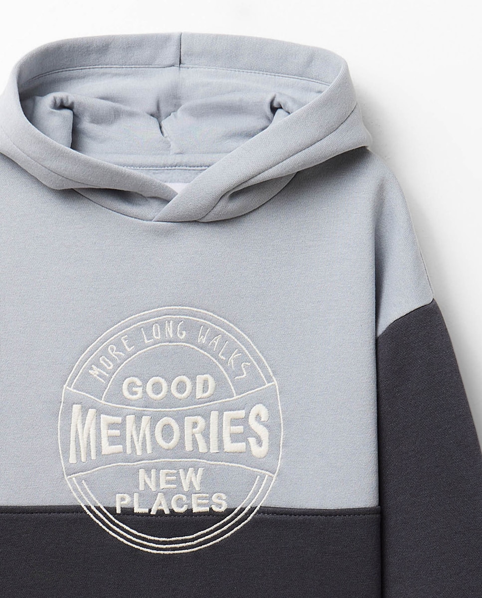 Sweatshirt de Color Block com Capuz 830 Antracite-2