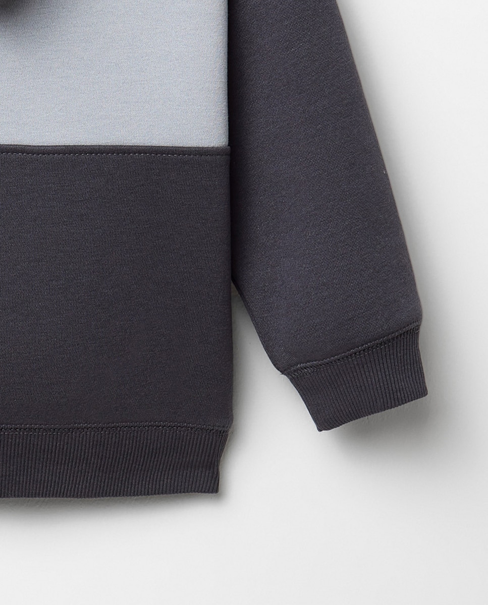 Sweatshirt de Color Block com Capuz 830 Antracite-3
