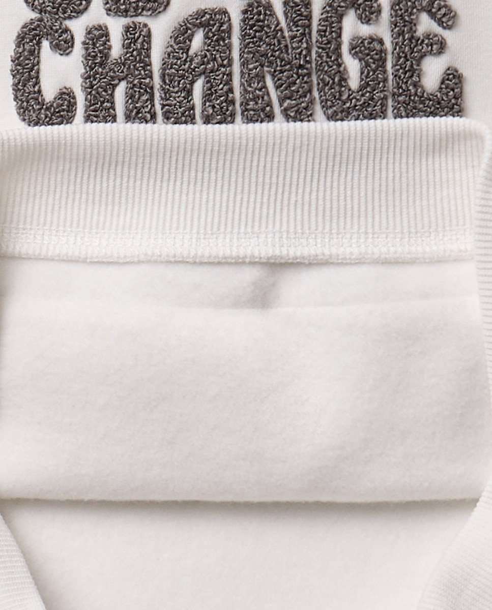 Sweatshirt de Toalha com Capuz Branco-marfim-3