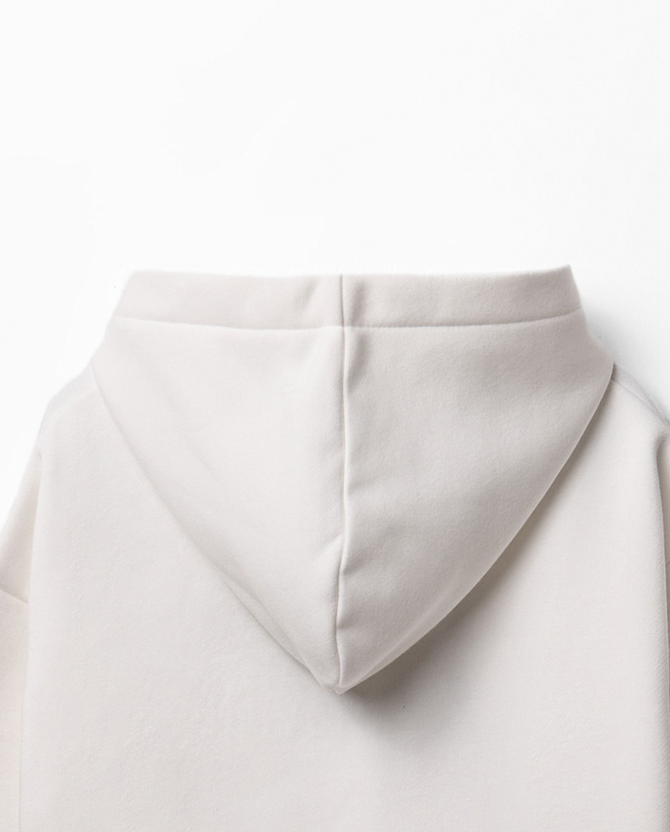 Sweatshirt de Toalha com Capuz Branco-marfim-4
