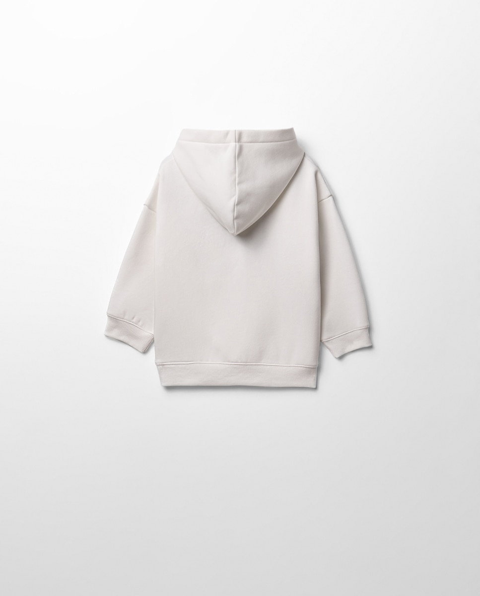 Sweatshirt de Toalha com Capuz Branco-marfim-5