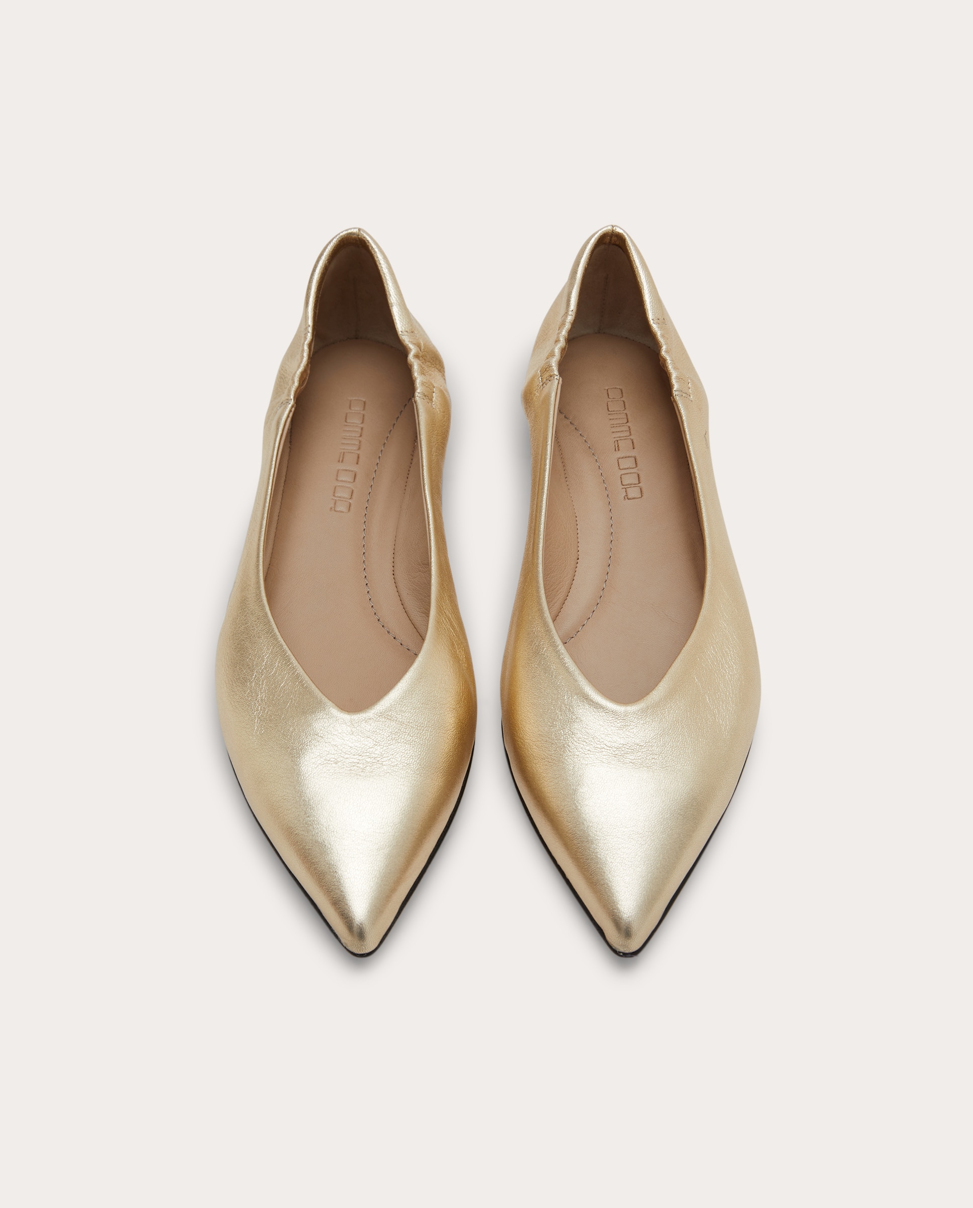 Sapatos Rasos em Pele Ouro-4