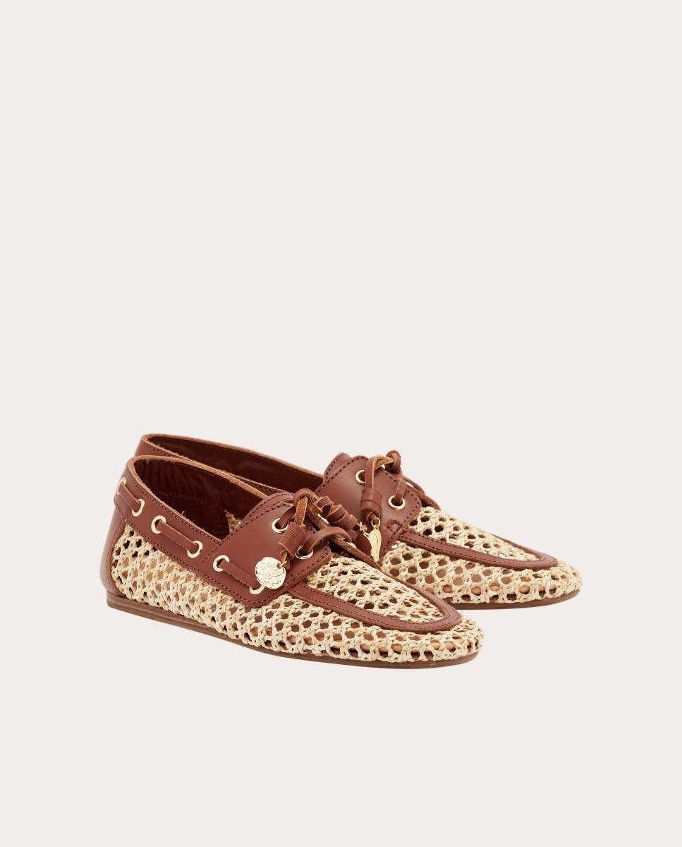 Mocassins Náuticos de Ráfia Bege-2