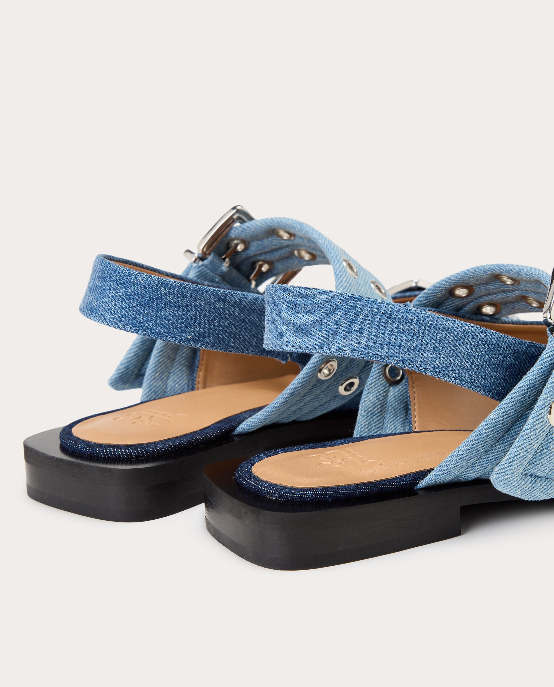 Sapatos Rasos Abertos Denim Azul-3