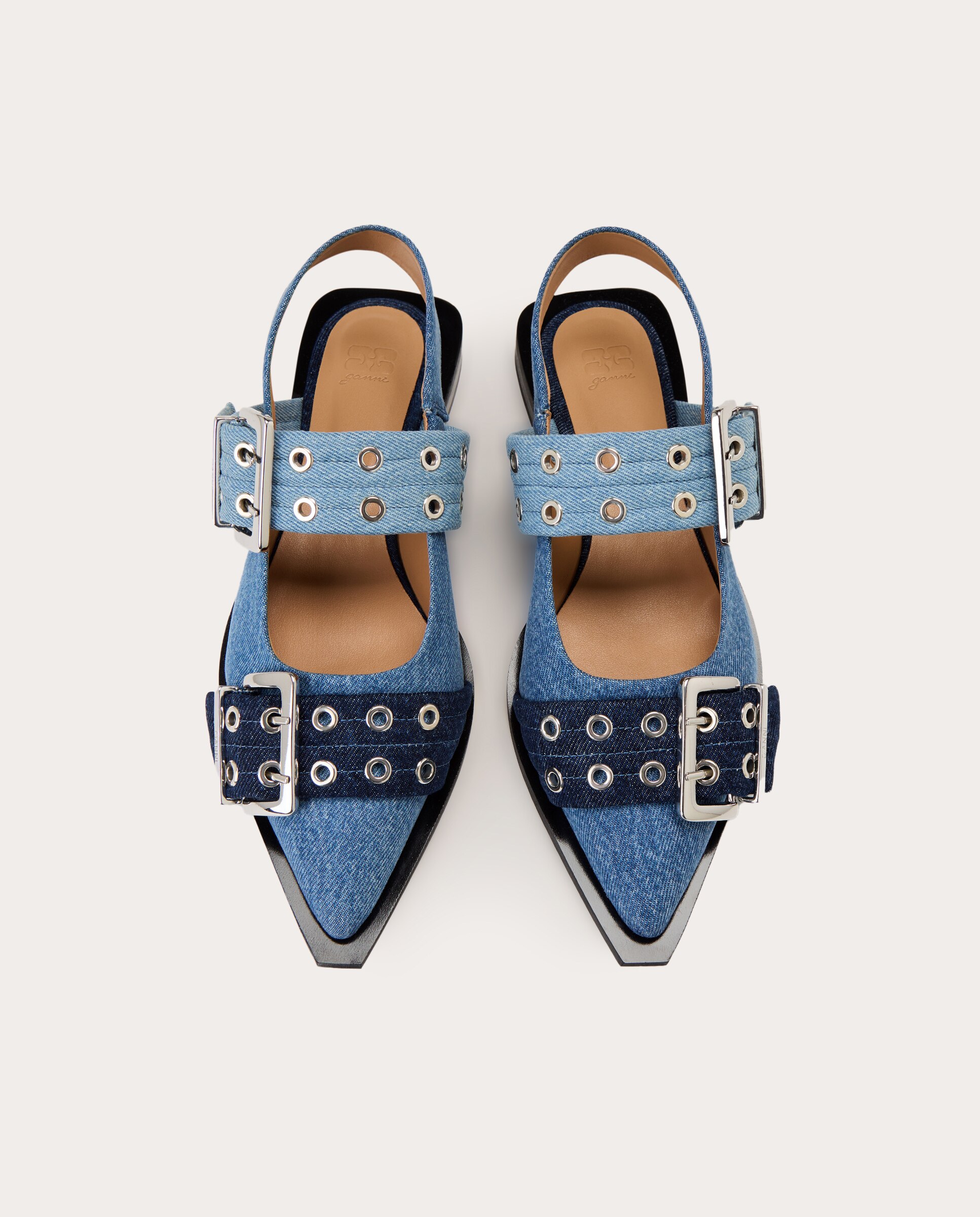 Sapatos Rasos Abertos Denim Azul-4