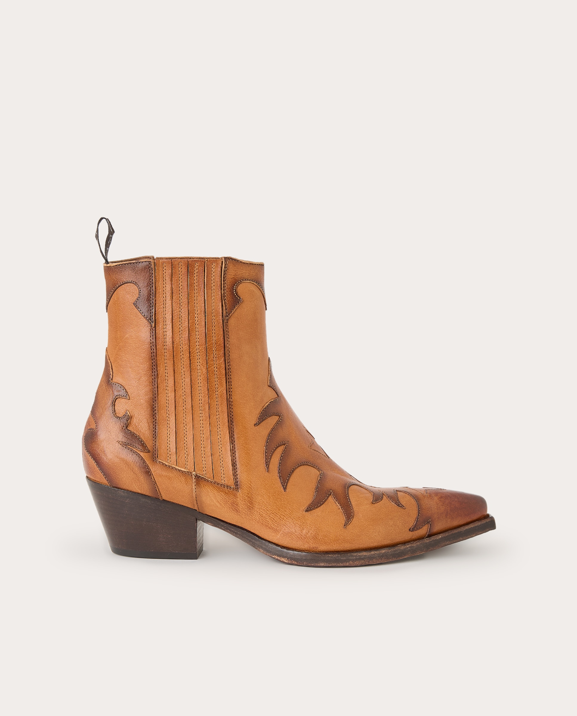 Imagen 0 de Botines estilo cowboy de piel Camel