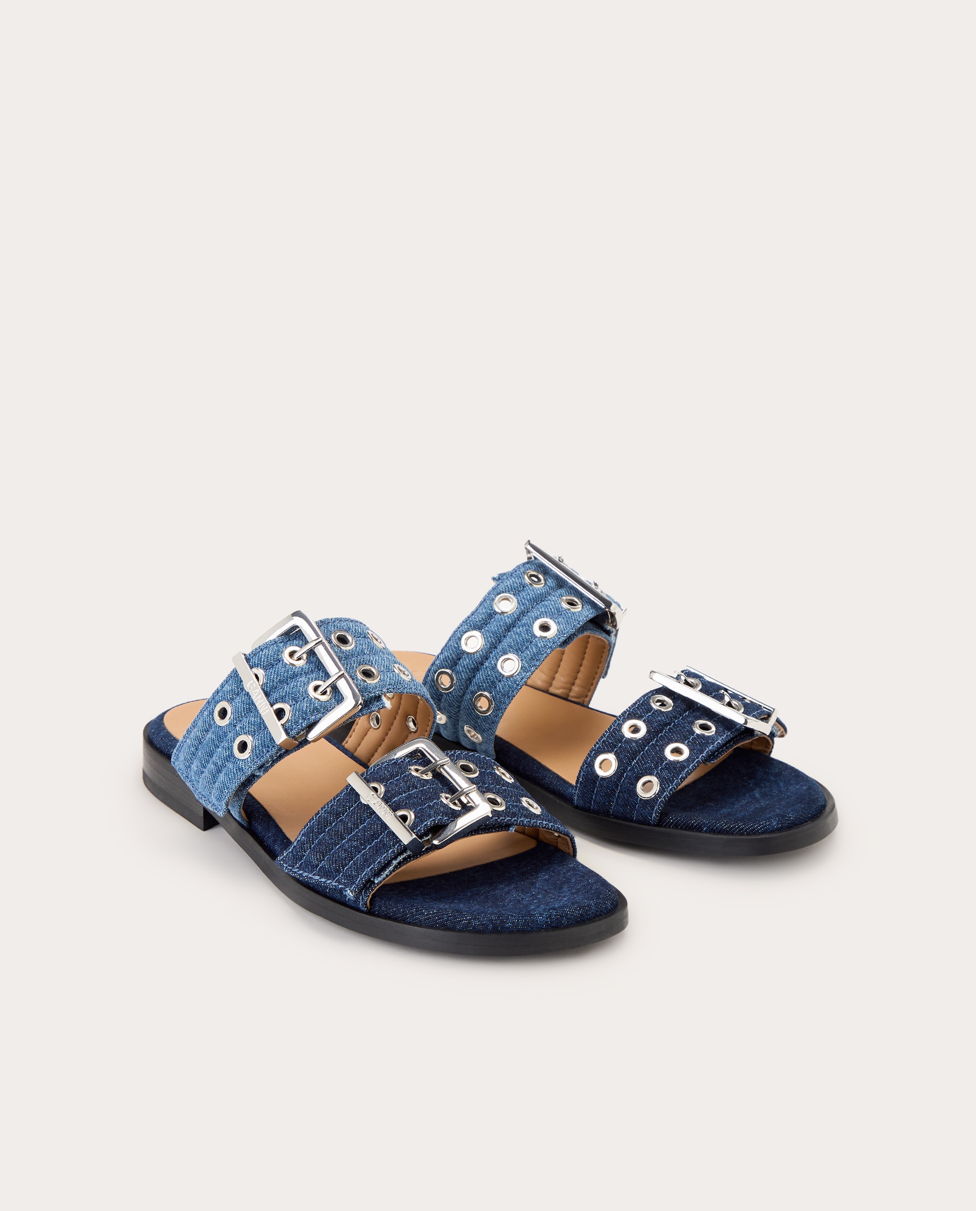 Sandálias Rasas Denim Azul-2