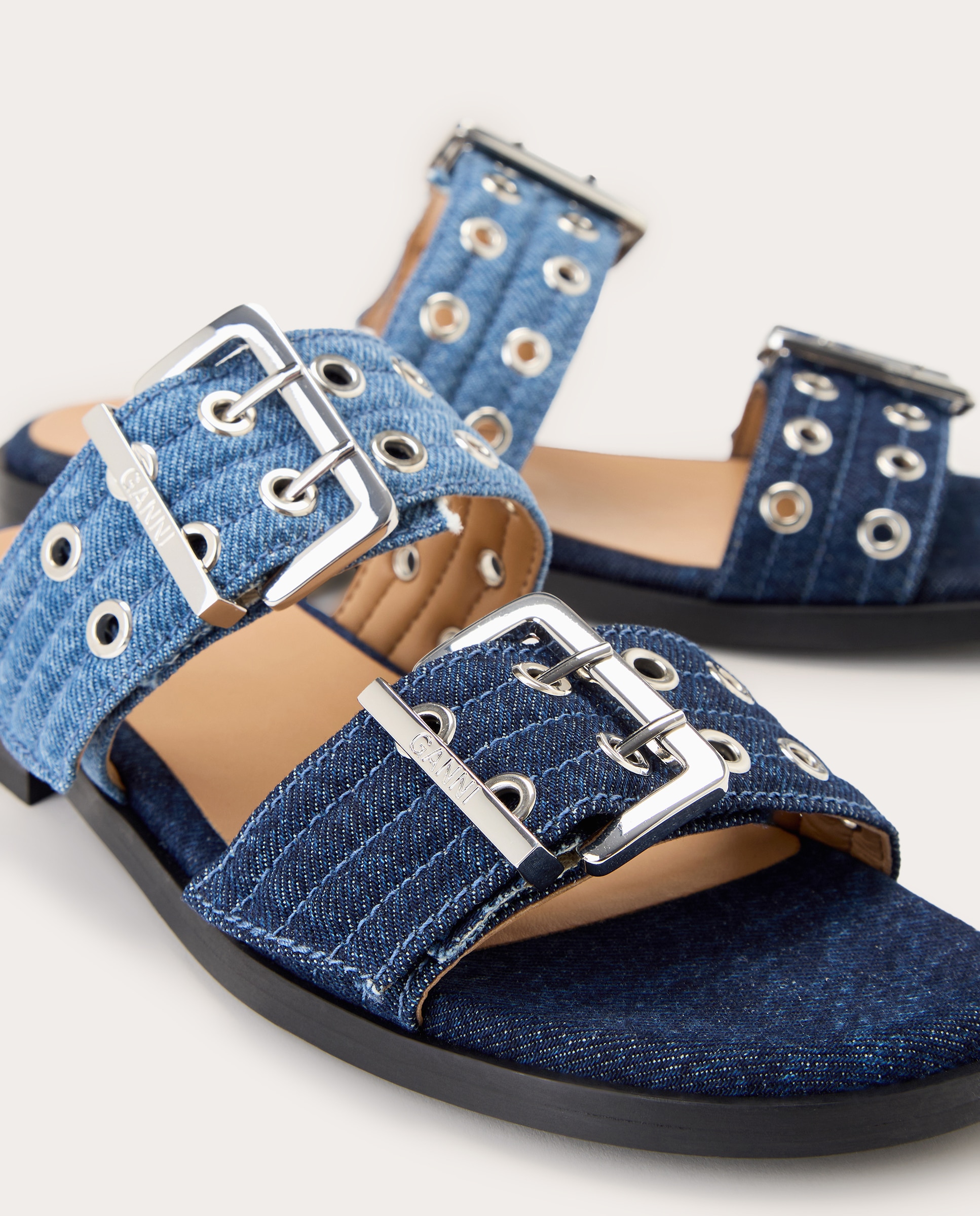 Sandálias Rasas Denim Azul-5