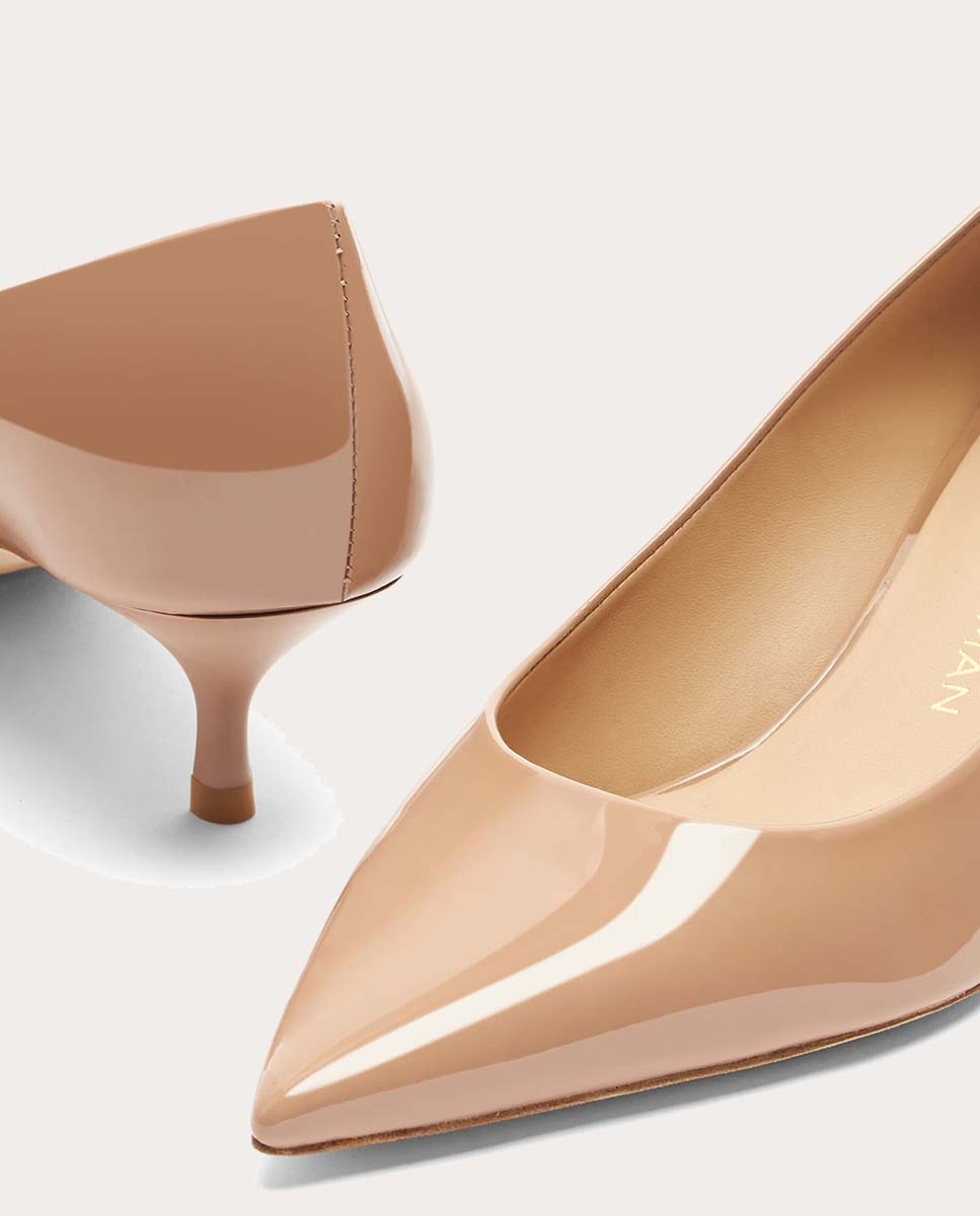 Sapatos de Salto Stuart Power de Verniz Bege-2