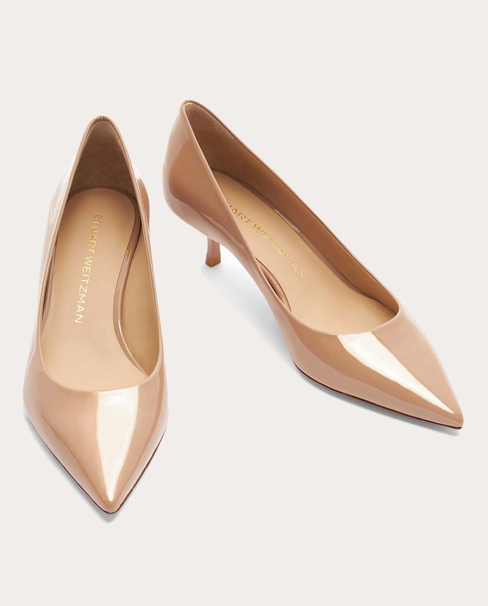 Sapatos de Salto Stuart Power de Verniz Bege-4