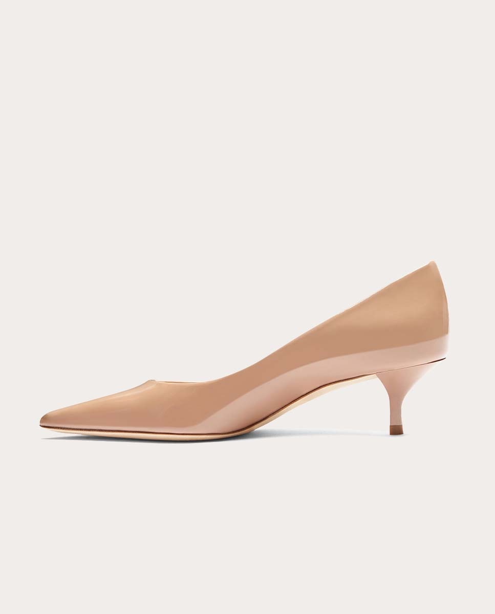 Sapatos de Salto Stuart Power de Verniz Bege-5