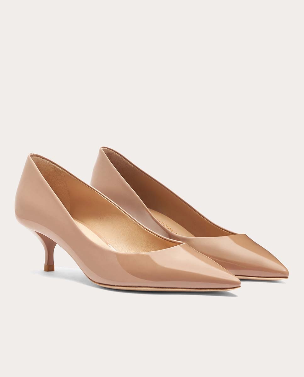 Sapatos de Salto Stuart Power de Verniz Bege-6