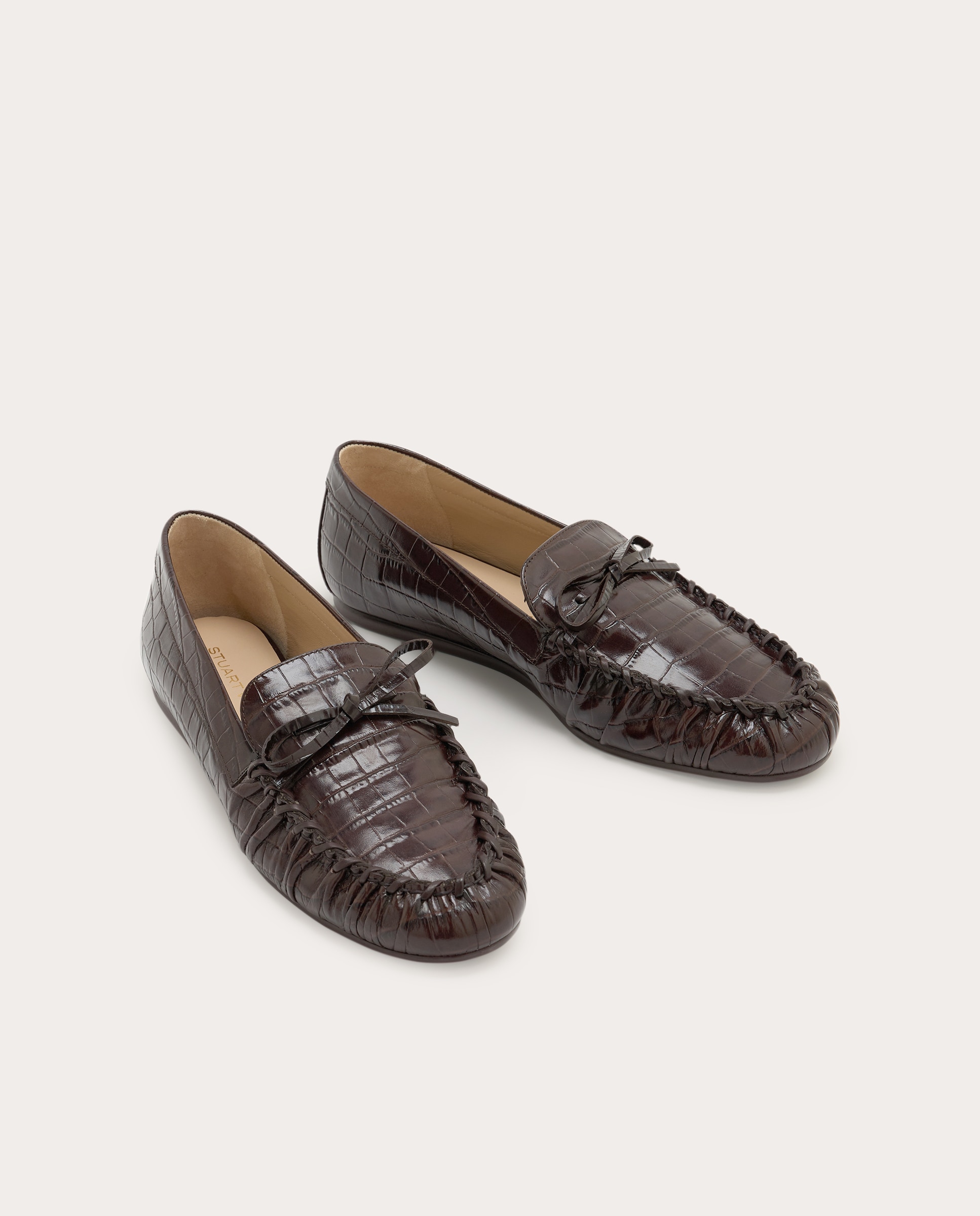 Sapatos Rasos Britt Bow Loafer Croc Castanho-2