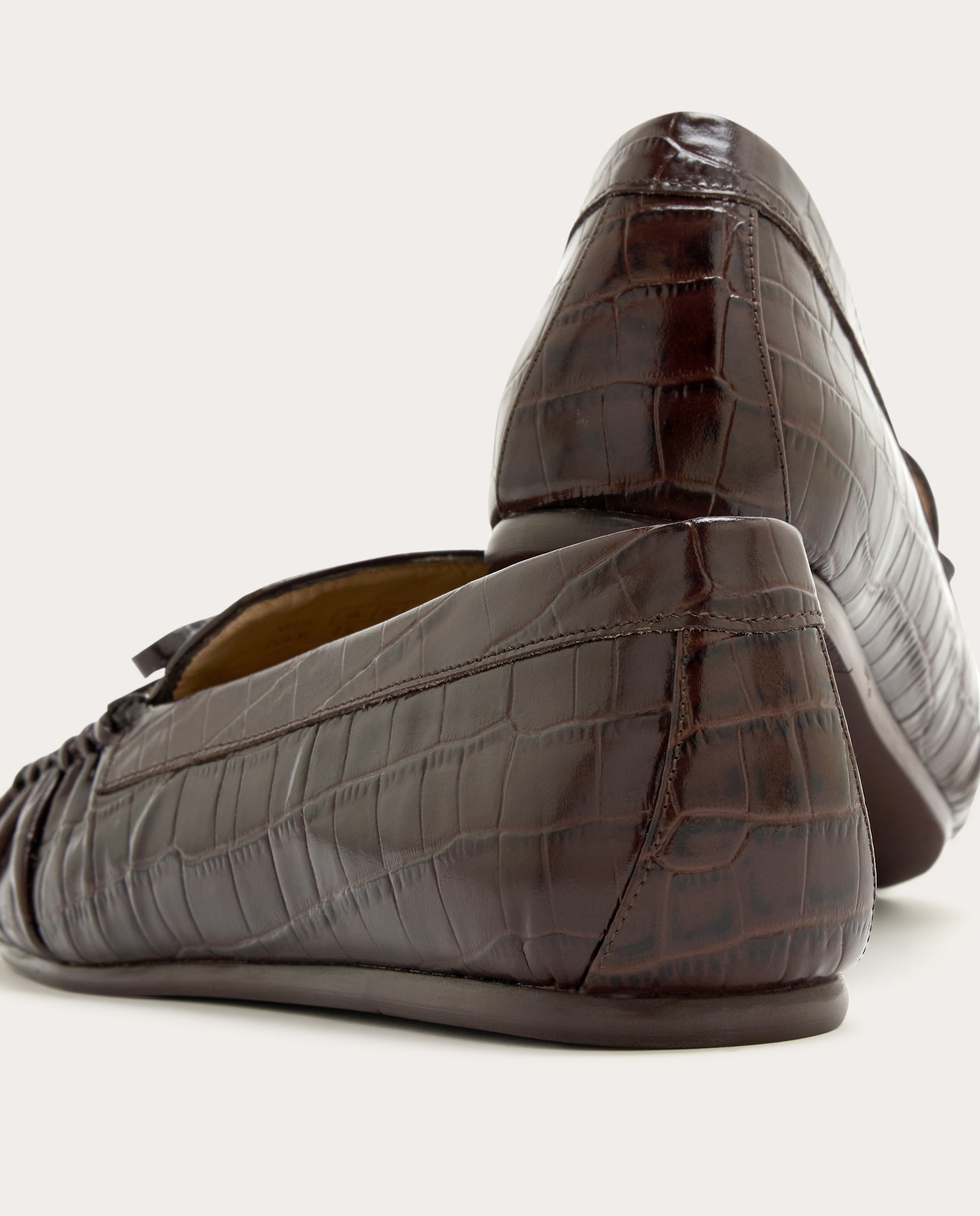 Sapatos Rasos Britt Bow Loafer Croc Castanho-3