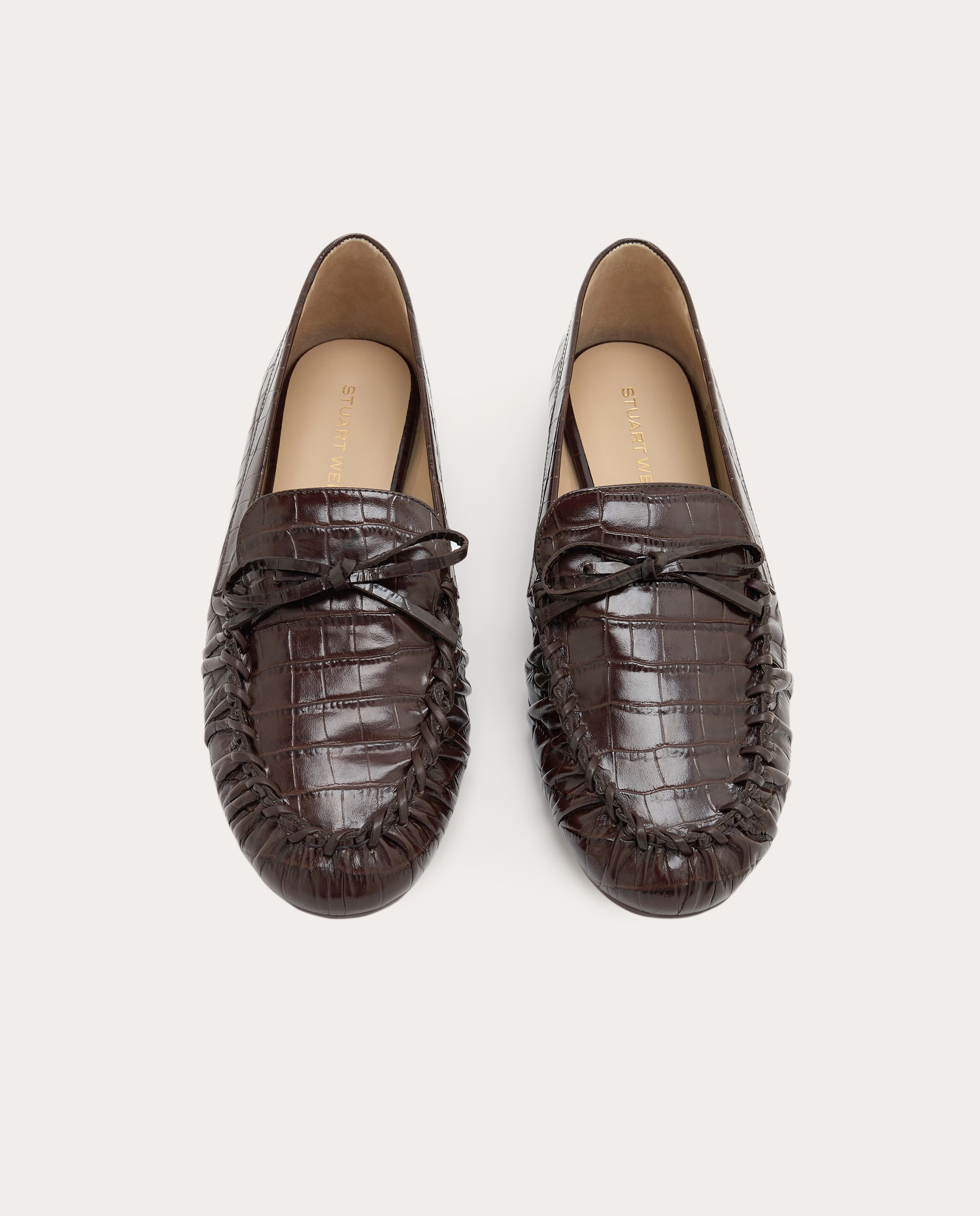 Sapatos Rasos Britt Bow Loafer Croc Castanho-4