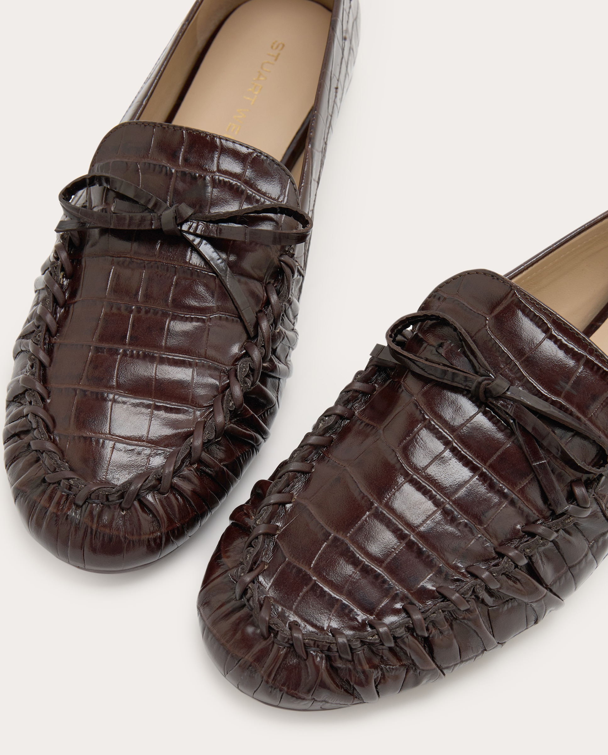 Sapatos Rasos Britt Bow Loafer Croc Castanho-5