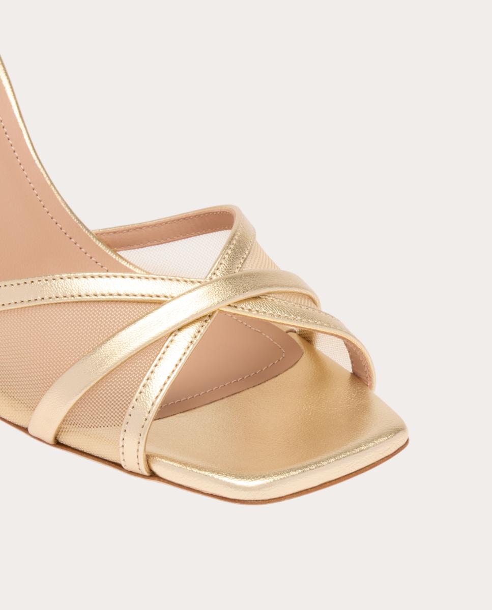 Sandalia Perla 70 de malla y piel - Oro Oro-4
