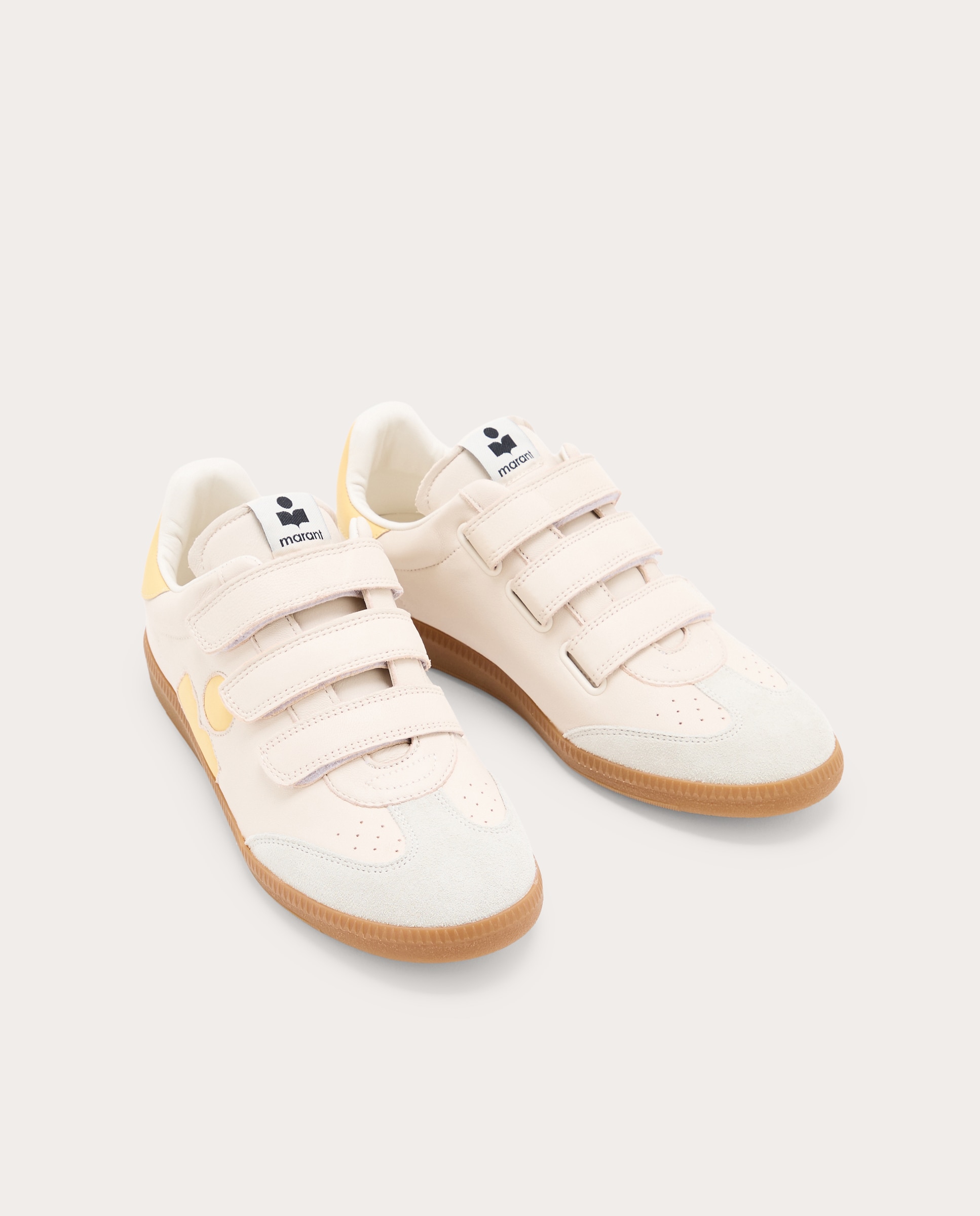 Sapatilhas de Velcro Beth em Pele Bege-2