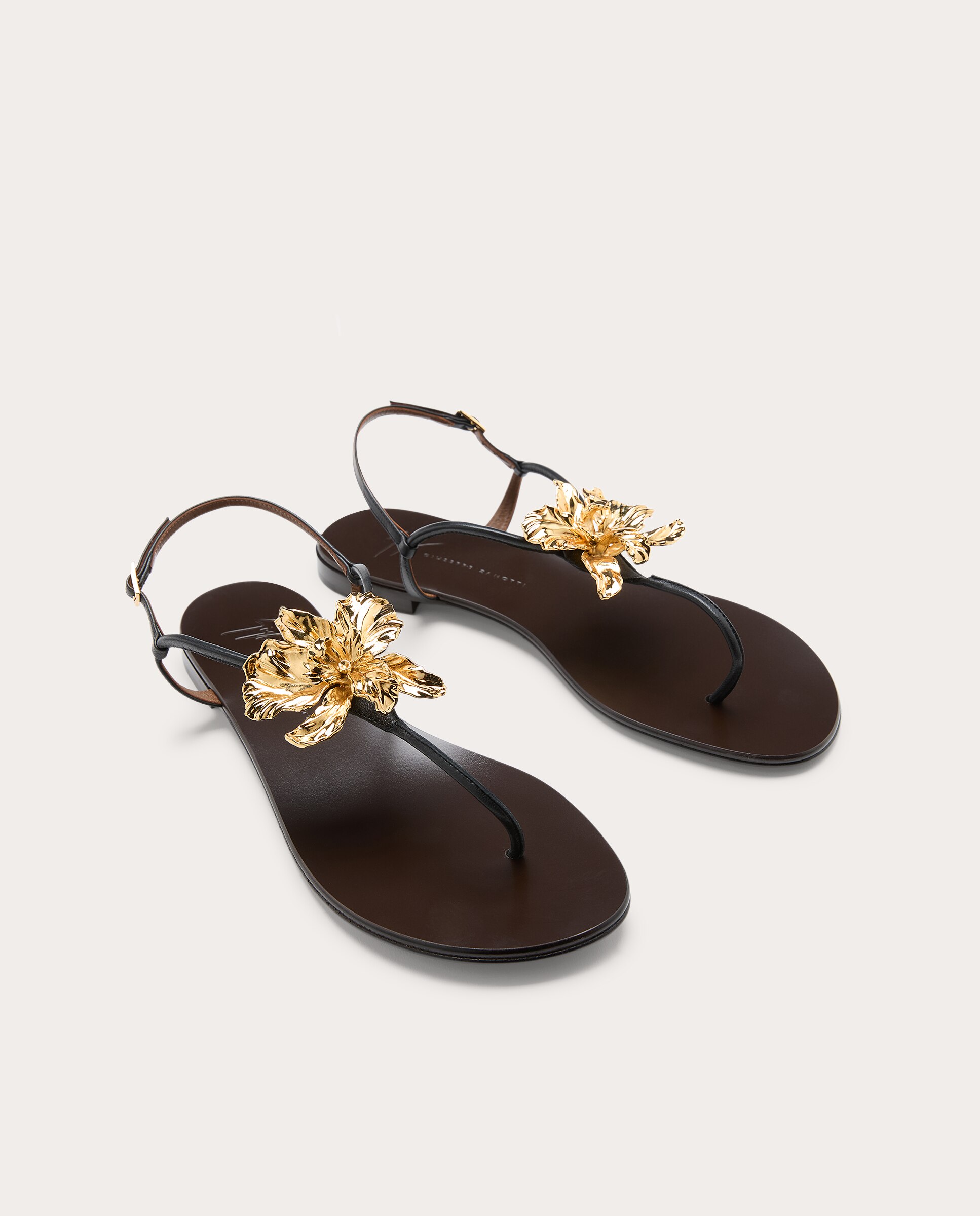 Sandalias planas de piel - Negro Negro-2