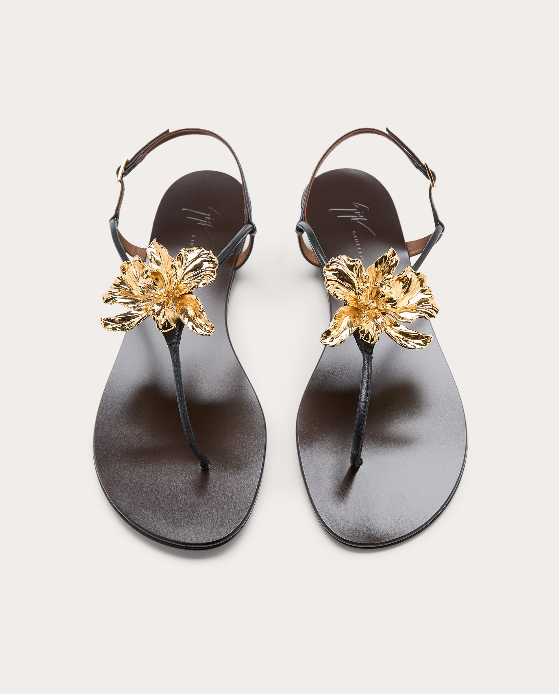 Sandalias planas de piel - Negro Negro-4