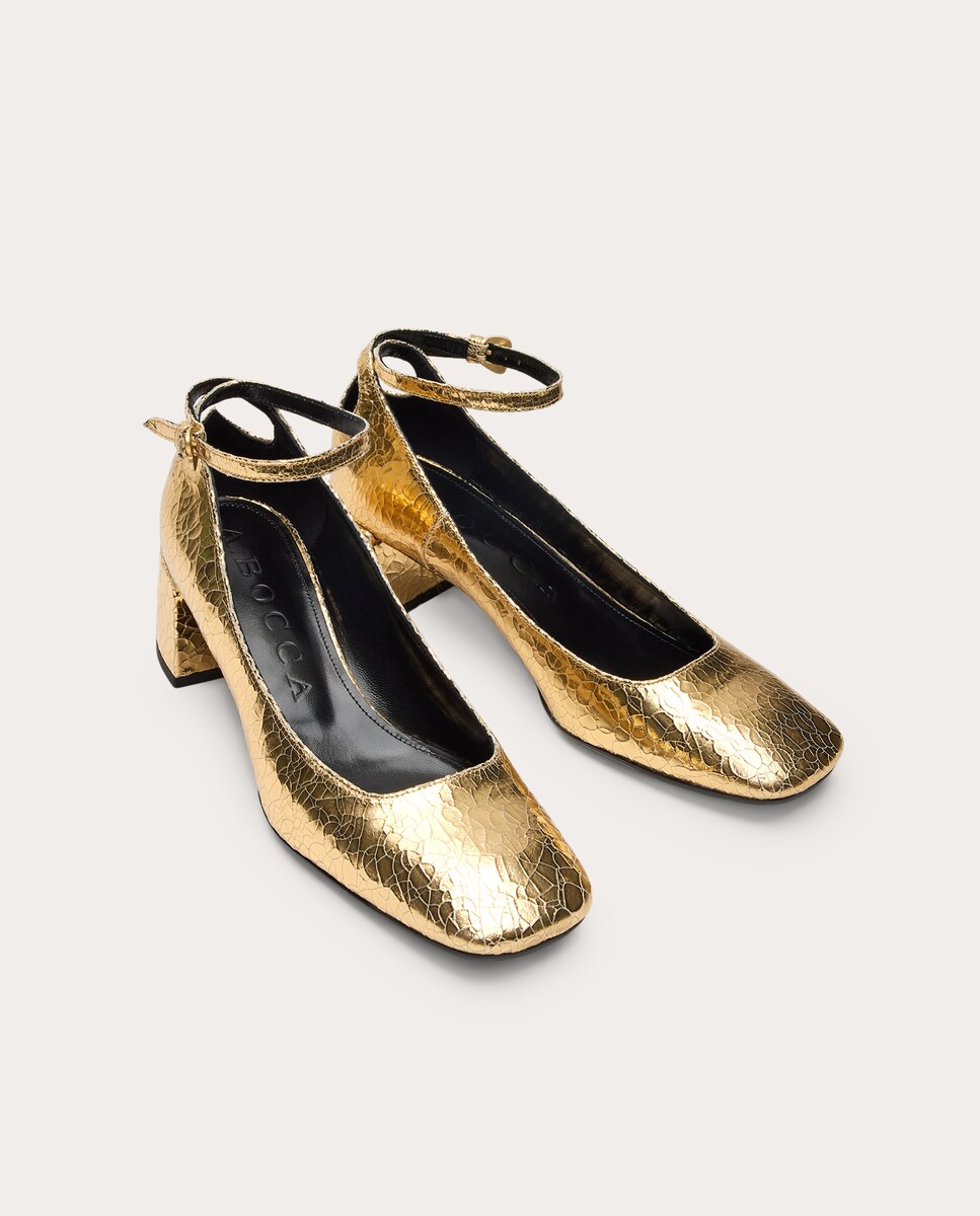 Zapatos de tacón de piel Oro-2