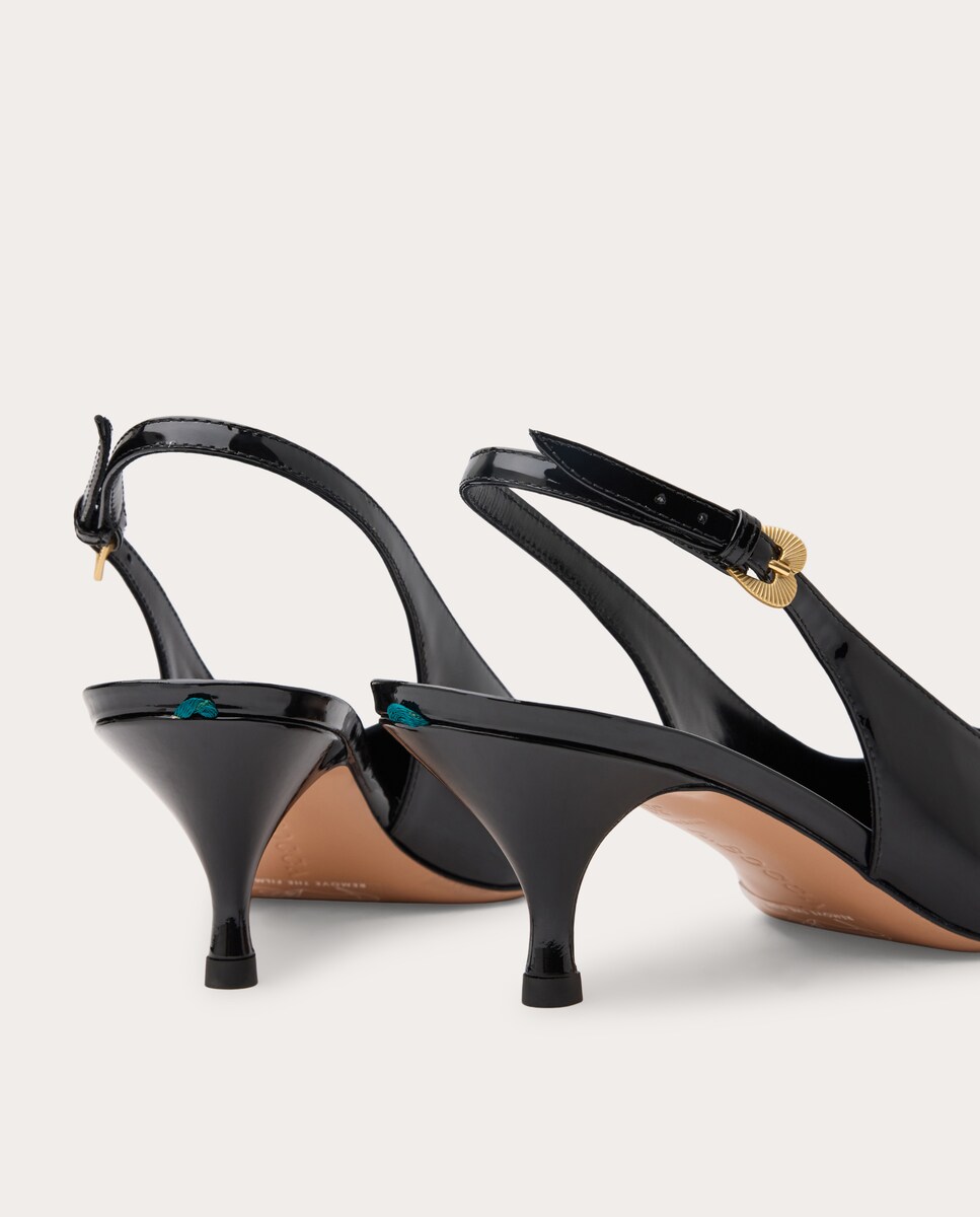 Zapatos de tacón de charol Negro-3