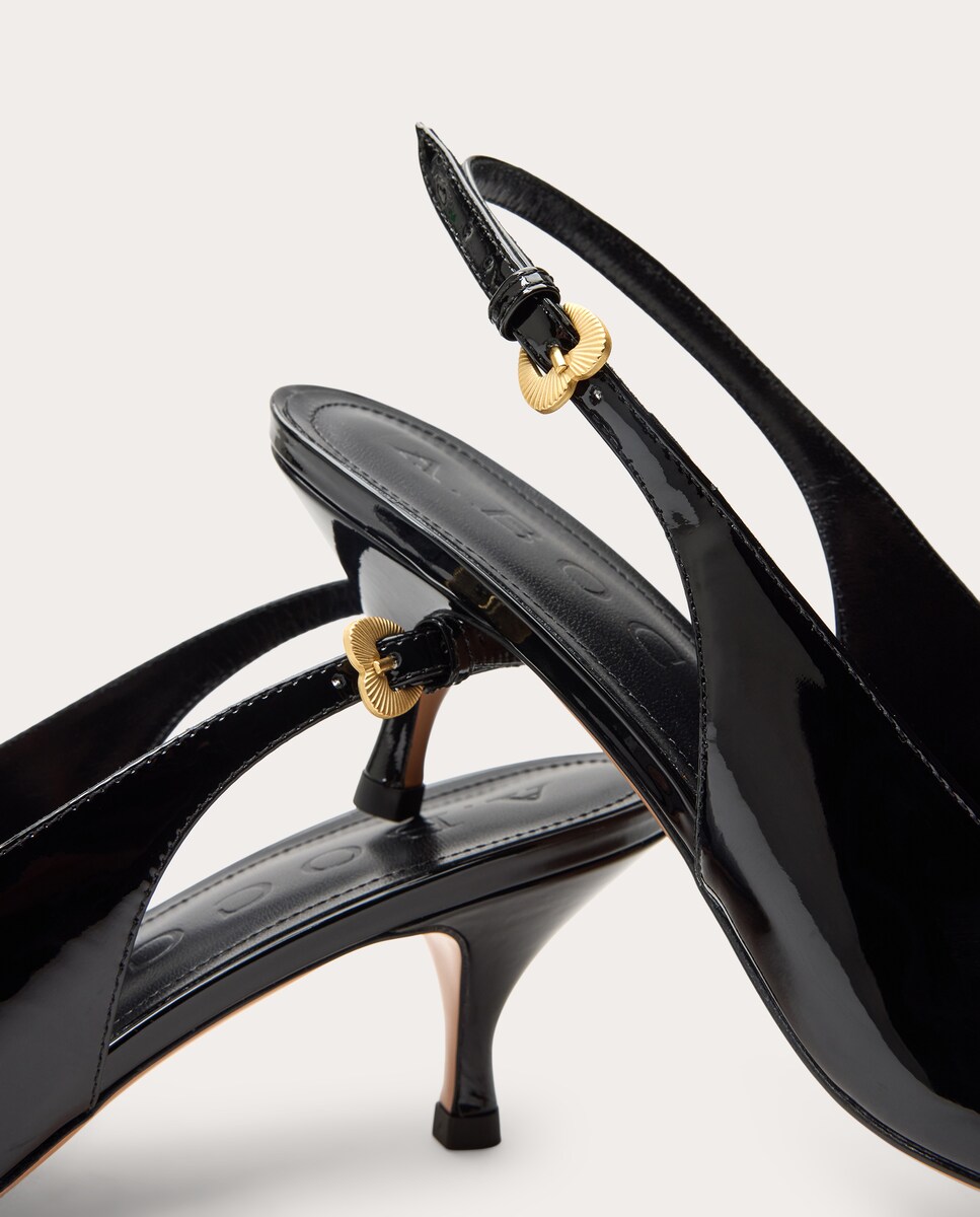 Zapatos de tacón de charol Negro-5