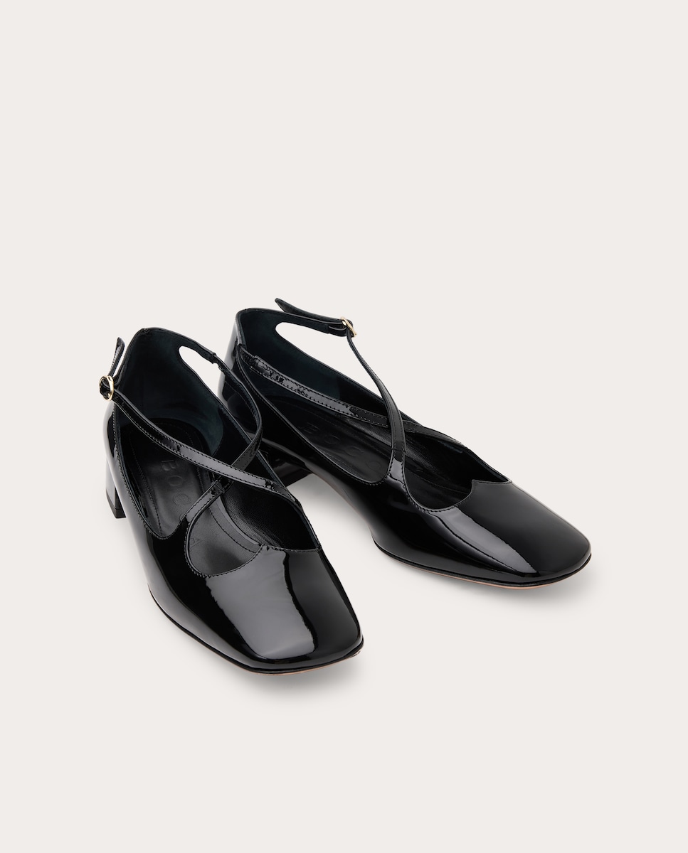 Zapatos planos de charol Negro-2