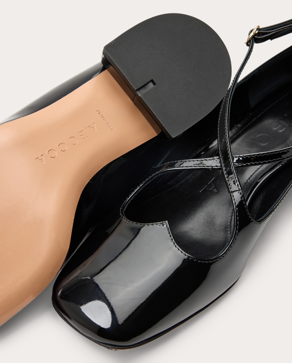 Zapatos planos de charol Negro-5