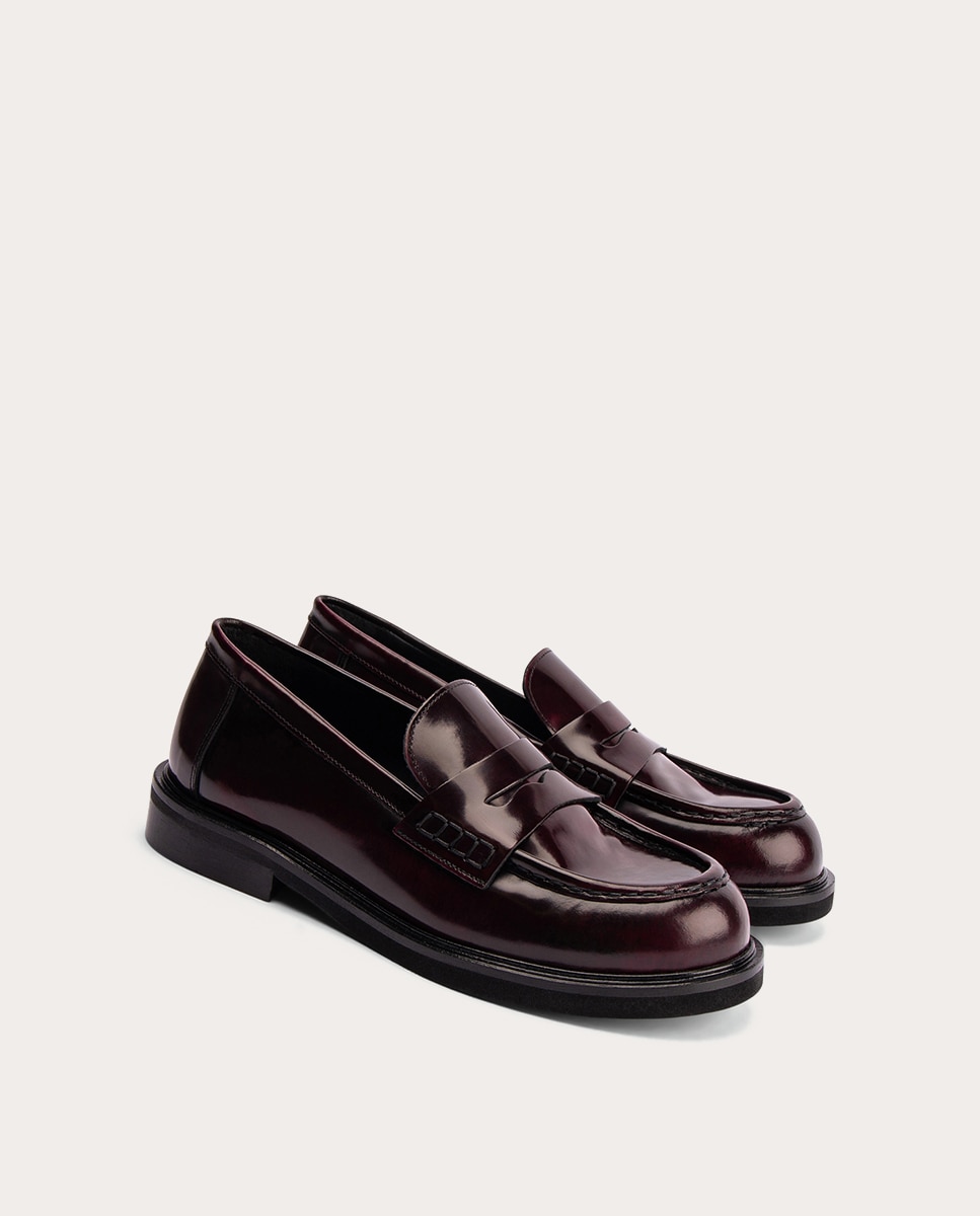 Mocassins Ollie em Pele Bordeaux-2