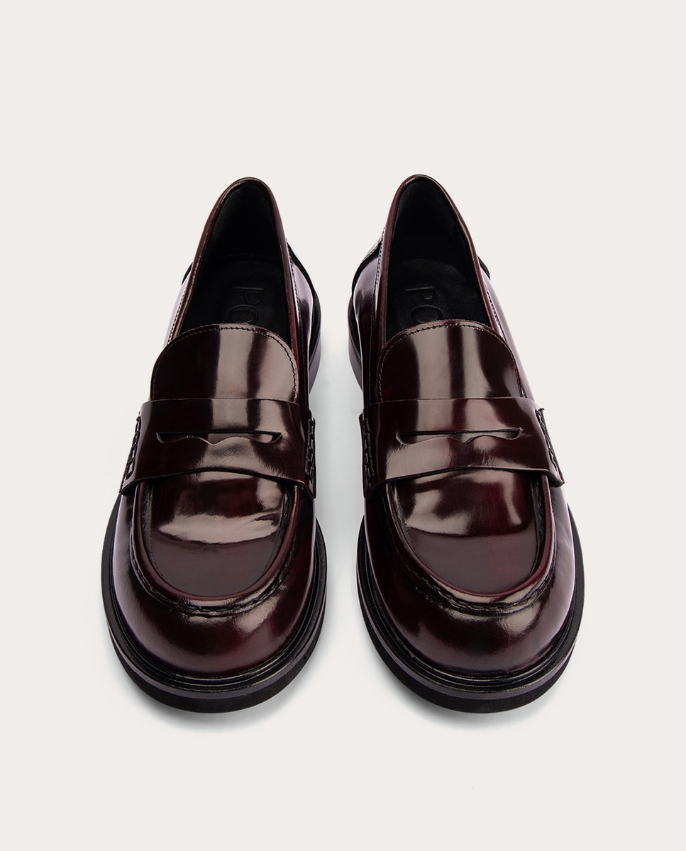 Mocassins Ollie em Pele Bordeaux-3