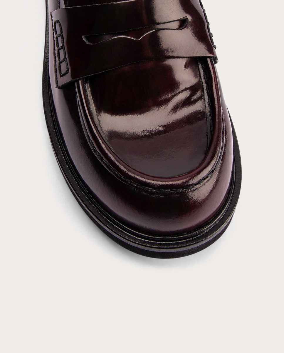 Mocassins Ollie em Pele Bordeaux-4