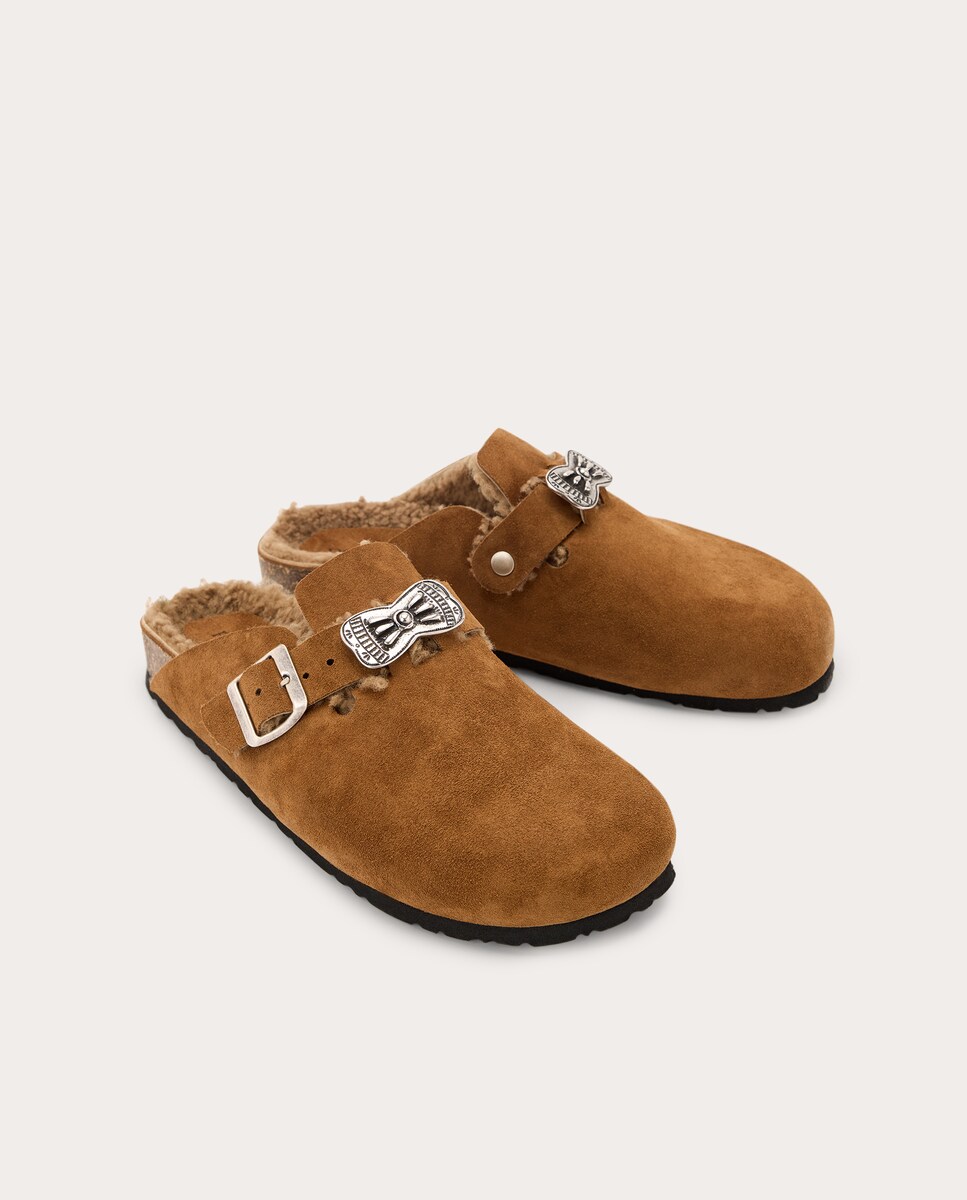 Zapato plano de ante Marrón-2