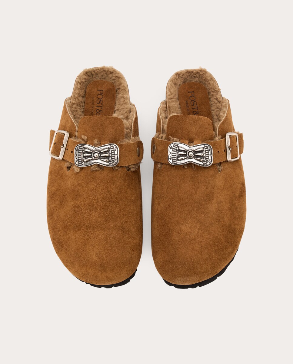 Zapato plano de ante Marrón-4