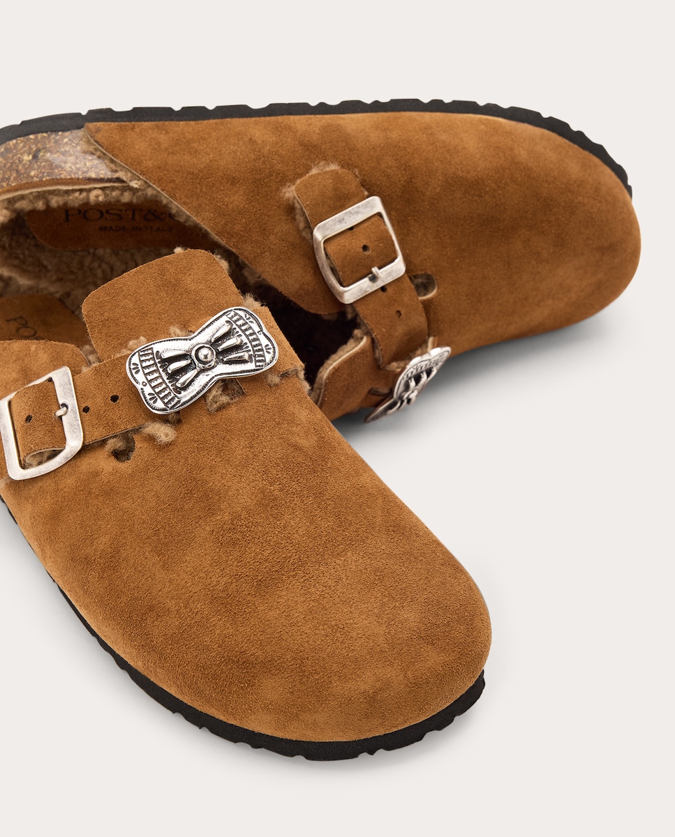 Zapato plano de ante Marrón-5