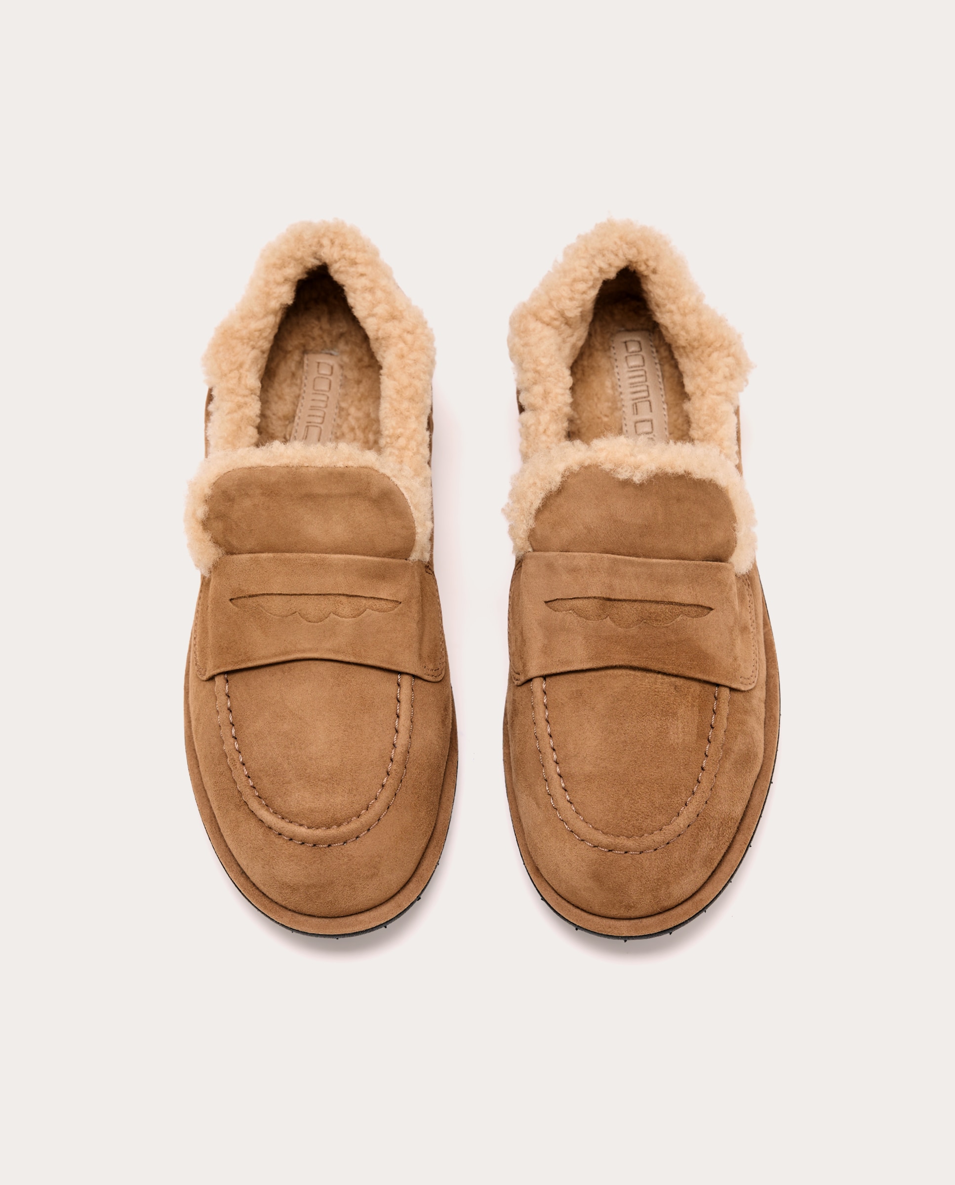 Mocassins Mia de Camurça com Forro de Pelo Castanho-claro-4