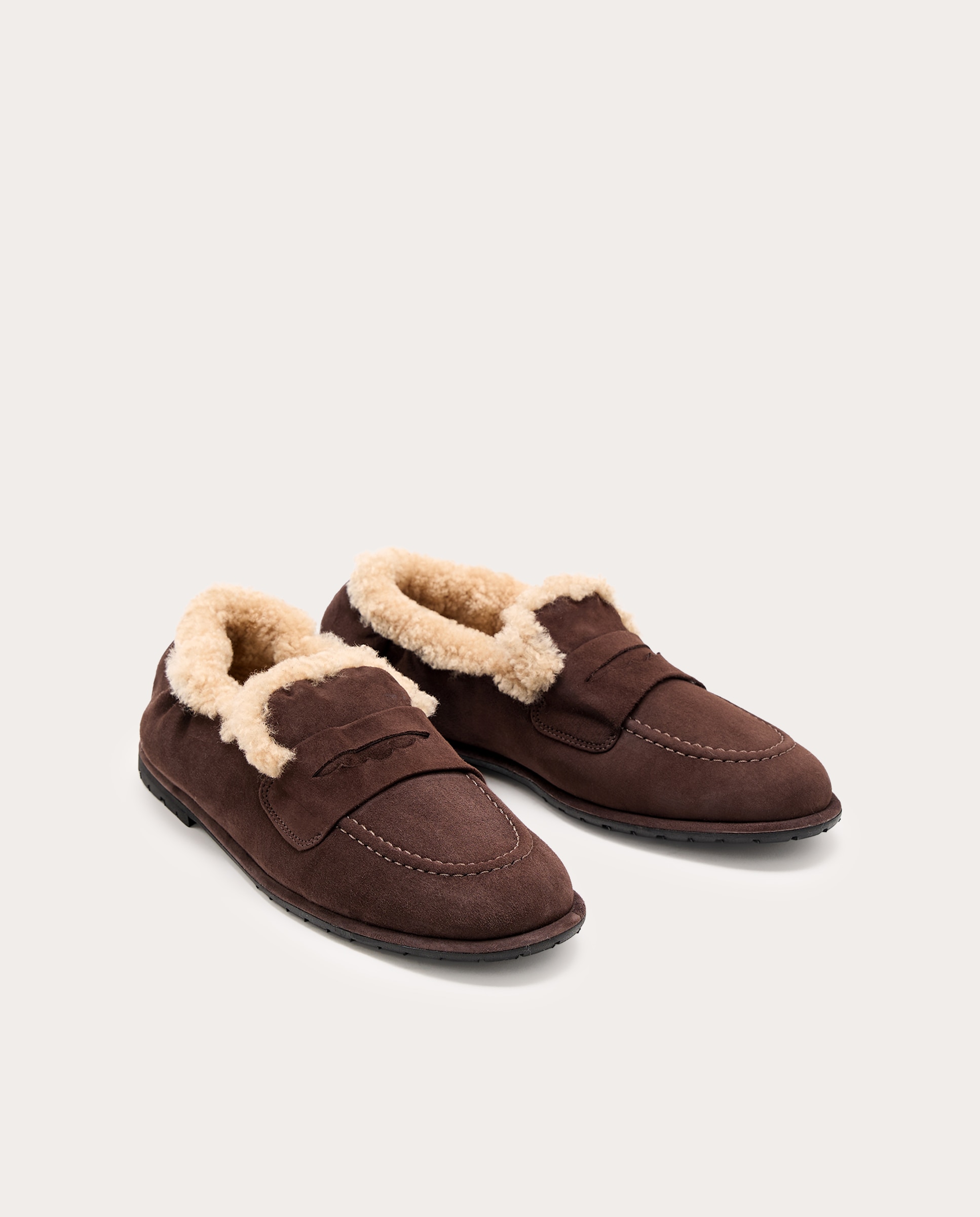 Mocasines Mia de ante con forro de pelo - Marrón oscuro Marrón oscuro-2