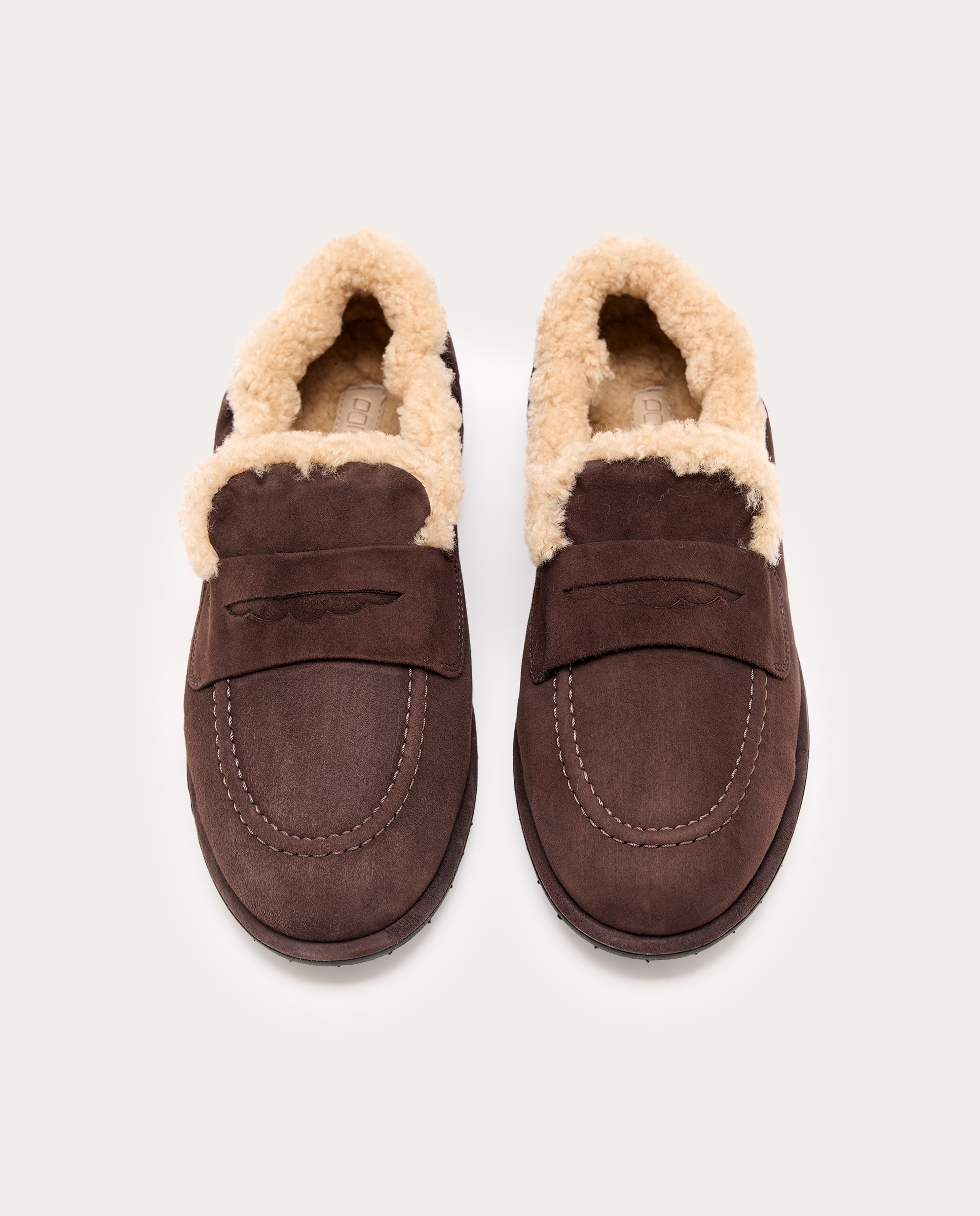 Mocasines Mia de ante con forro de pelo - Marrón oscuro Marrón oscuro-4